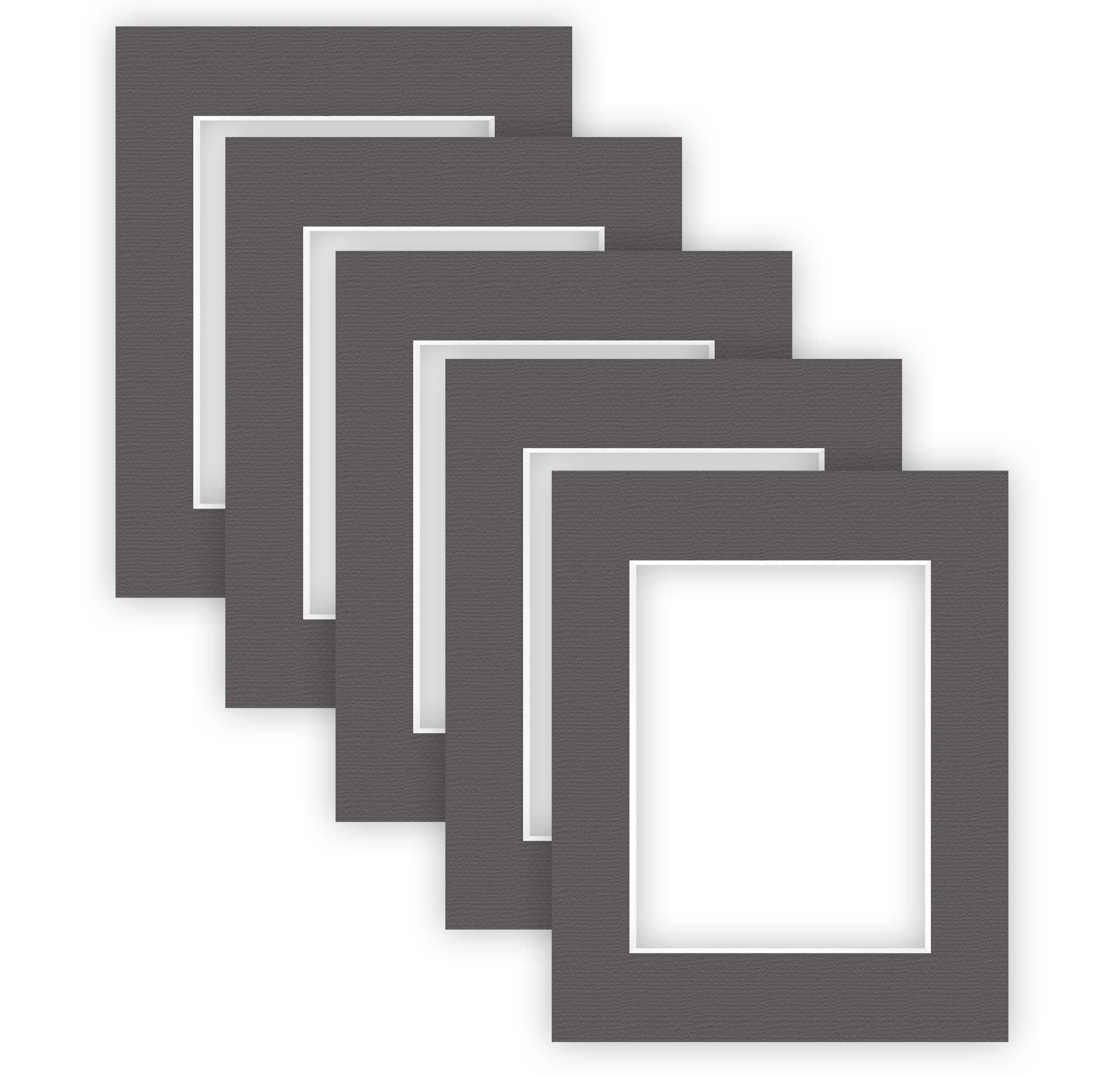 Nielsen Graphite Grey Ribbed Conservation Picture Mount - Graphite Grey 24X30cm - Fits 15X20cm Photo (Pack Of 5) - Acid-Free, Ph Neutral And Protective, Structured Surface