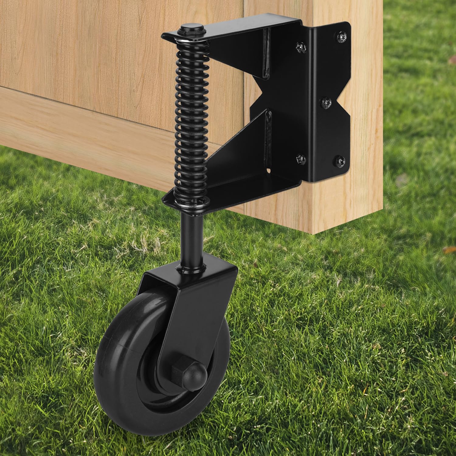 Photo 1 of BOODVON Heavy Duty Spring Loaded Gate Wheel - Left, Black