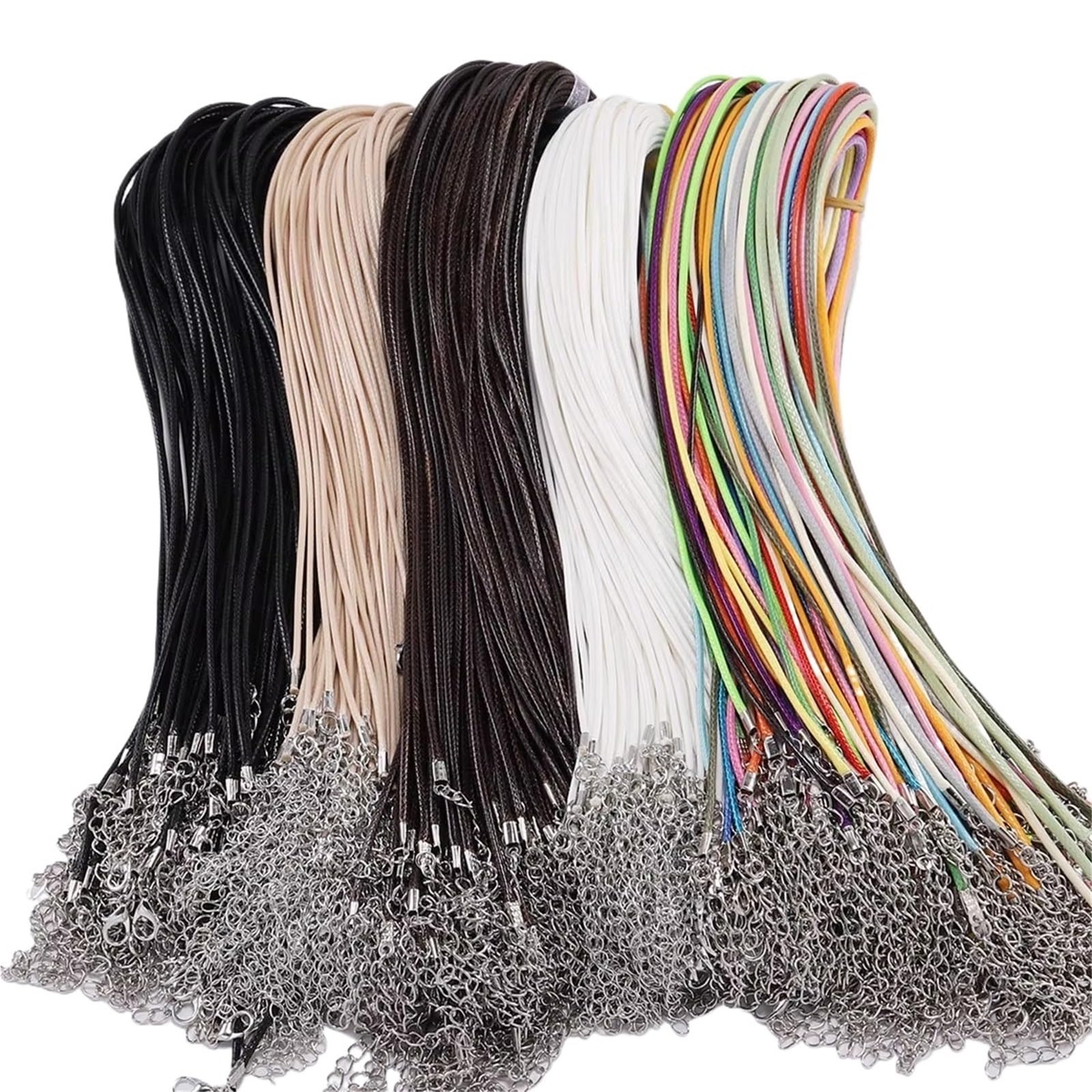Cordón for collar, 100 unidades de cuerda trenzada ajustable de 1,5 mm de diámetro for fabricación de joyas, suministros for pulseras y collares DIY(Peacock Blue,45cm Rhodium 1.5mm)