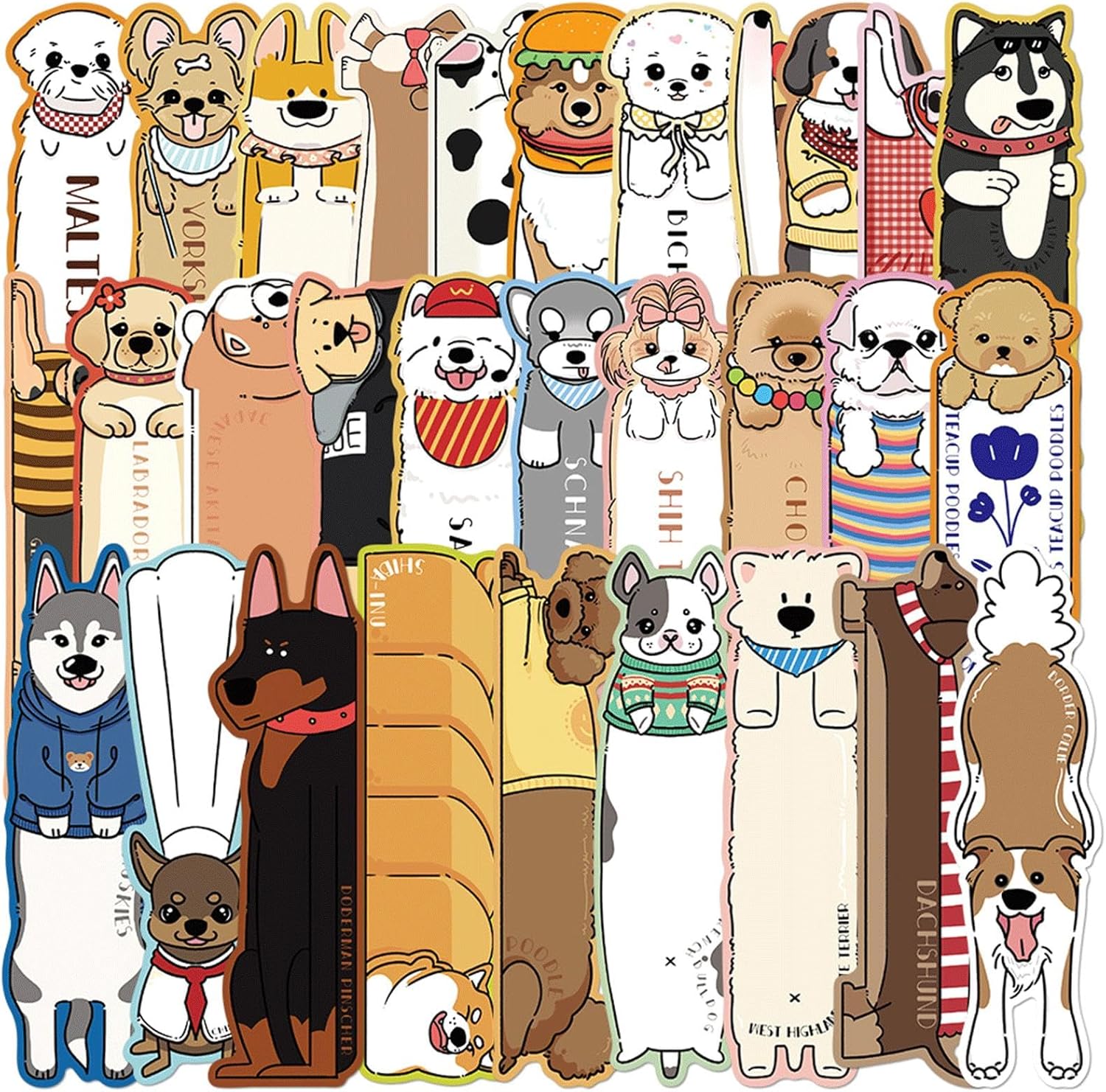 30PCS Bookmarks for Kid Cute Dog Bookmarks Animal Theme,Funny Bookmark for Men,Women, Book Lovers,Page Markers for Students Teachers Reading,DIY Art Decoration Cards,Romance Reader Present Handmade