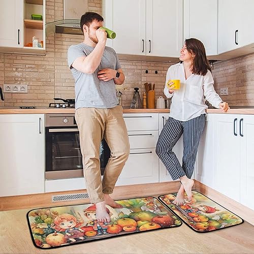 Miniatura 4 de Harvest Time Kitchen Mat 2 Pcs Set, Low Pile Kitchen Rugs Cushioned Water Absorbent Washable Floor Mats for Kitchen Sink Laundry Room
