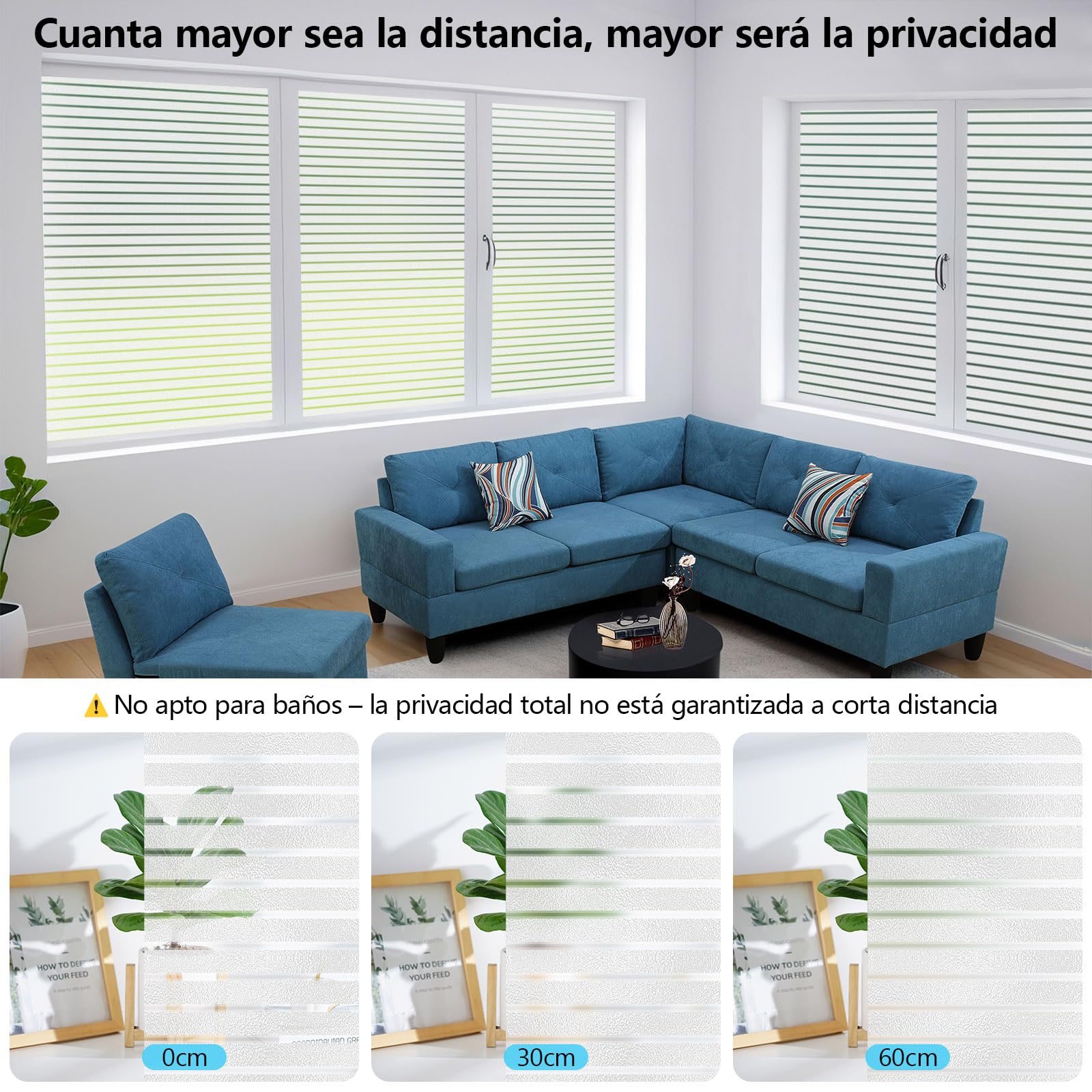 Zindoo Vinilos para Cristales Vinilo Adhesivo Cristal Patrón de Juncos Mate Proteger la Privacidad Anti UV Electrostática Autoadhesivo Decorativo para Dormitorio Sala Comedor Cocina 90x400cm