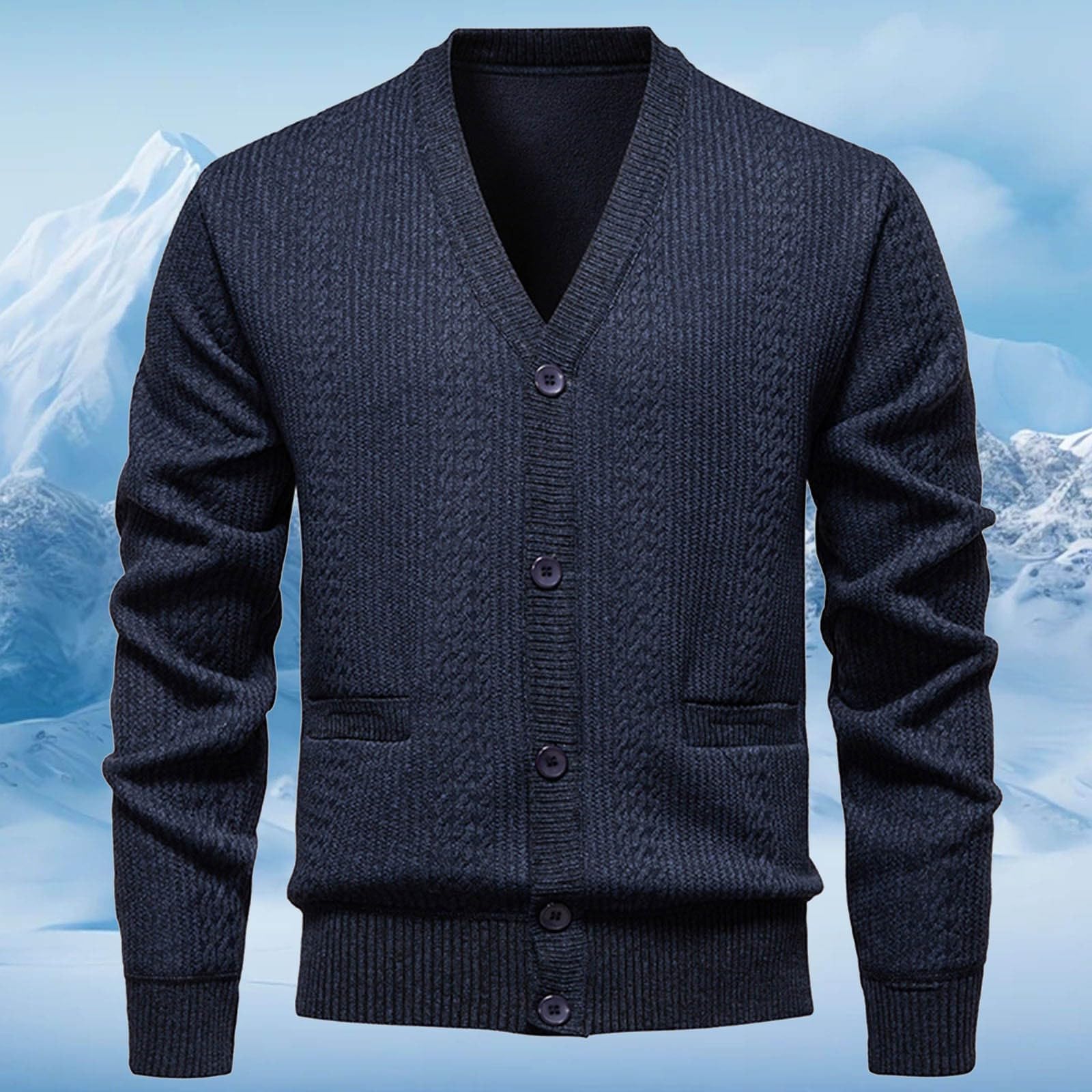 Cardigans Hombre Invierno, Chaqueta Punto Hombre Cuello con Solapa Manga Larga Cárdigan De Punto Cierre De Botones Chaqueta Invierno Holgado Casual Suéter Otoño Invierno