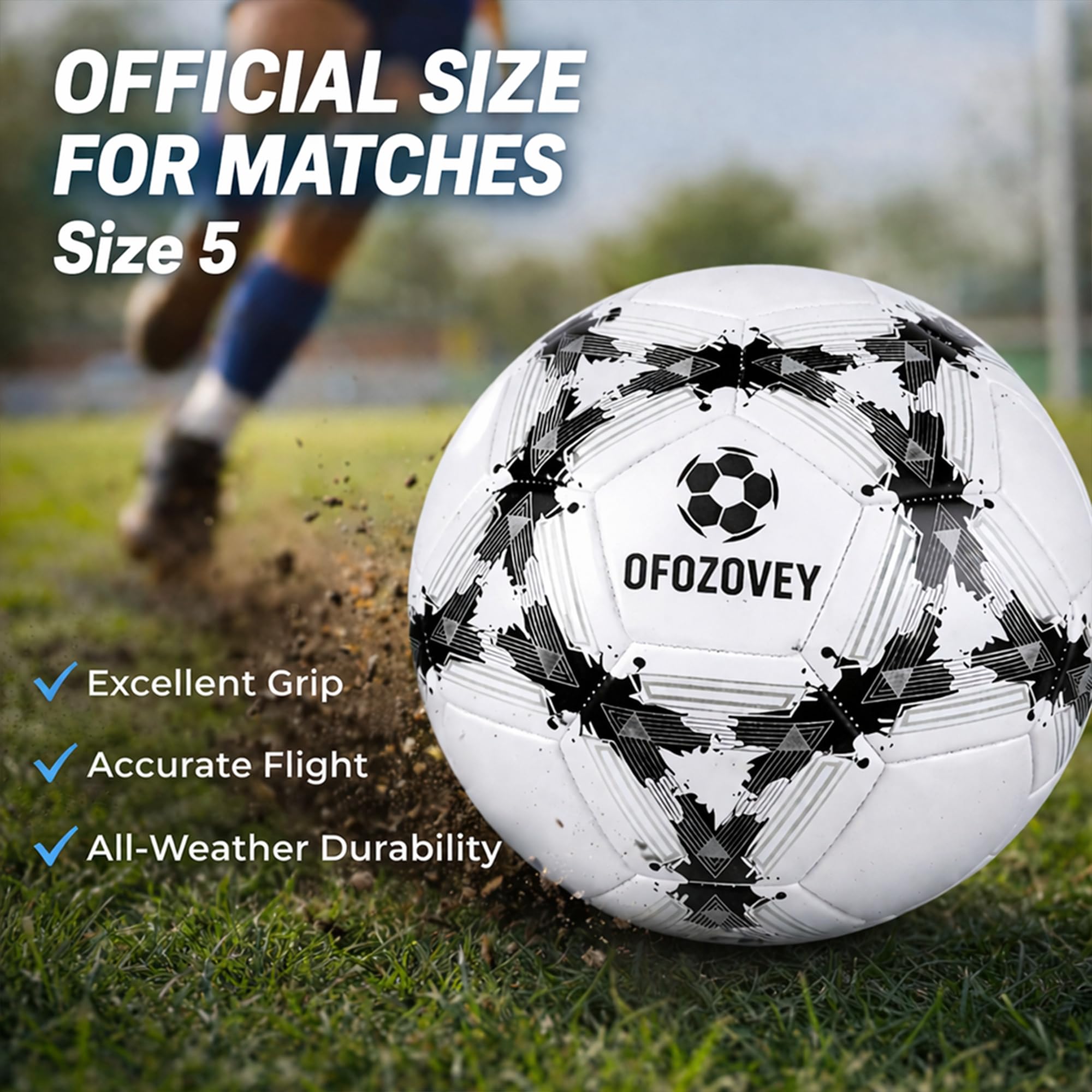 Pallone da calcio misura 5, confezione da sei pezzi, classico calcio indoor outdoor con 1 pompa, 2 sacchetti a rete e 2 aghi, lunga durata per allenamento, giochi, giochi all'aperto e al