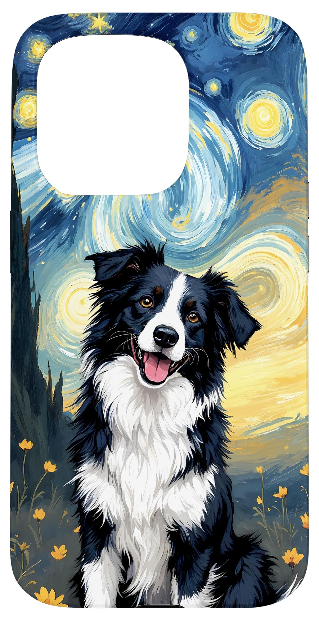 Border Collie Starry Night Dog Art Border Collies Case for iPhone 15 Pro