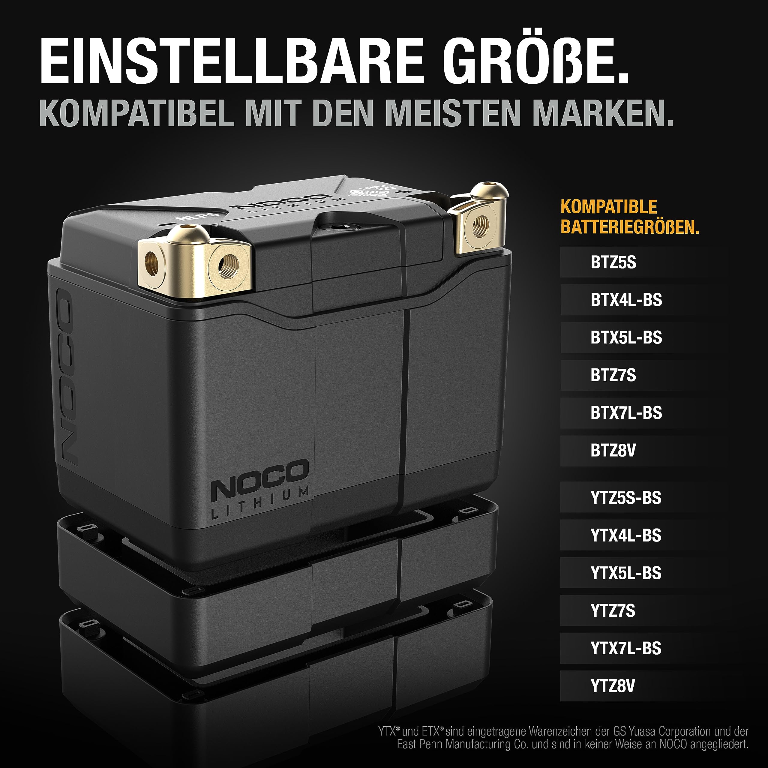 NOCO Lithium NLP5: Ultraleichte 12V Lithium Motorradbatterie – Gruppe 5 – 2Ah – 250A Startstrom – Intelligentes BMS – für Motorräder, Enduros, Quads, Roller und mehr