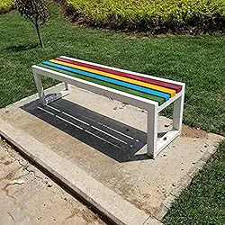 Banco Resistente Do Parque Bancos De Jardim Ao Ar Livre Assento Do Pátio Metal Ferro Fundido Madeira Maciça Ripados 2-4 Lugares Bancos De Móveis Internos/quintal,Branco,100cm,Enchanting12