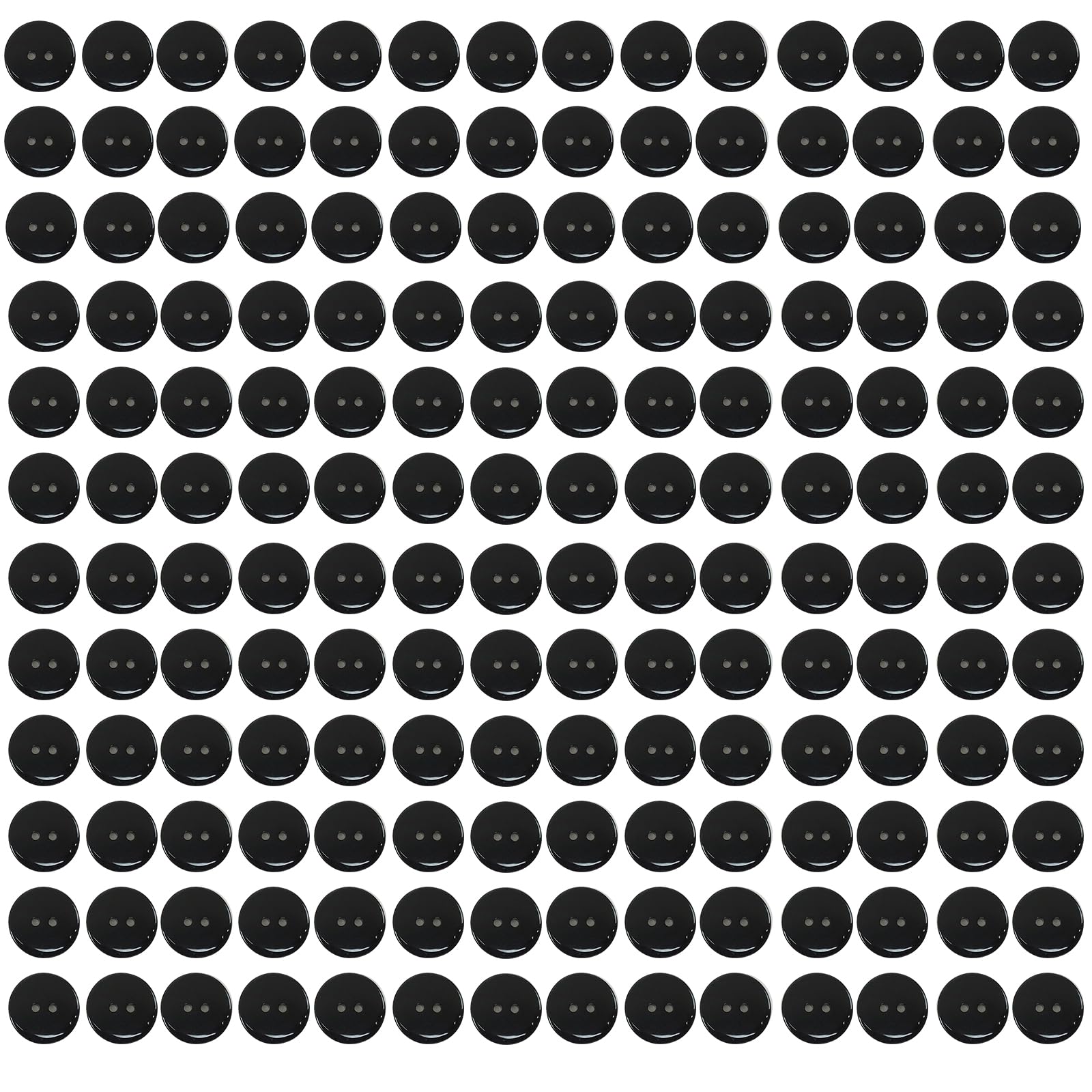 11.5mm Round Resin Buttons Sewing Buttons 2 Holes Buttons for Crafts Clothes Sewing Scrapbook Black, 200Pcs