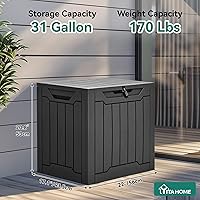 Vista 5 de YITAHOME Caja de Cubierta de Resina de 31 Galones, Caja de Almacenamiento al Aire Libre e Impermeable para Entrega de Paquetes con Tapa