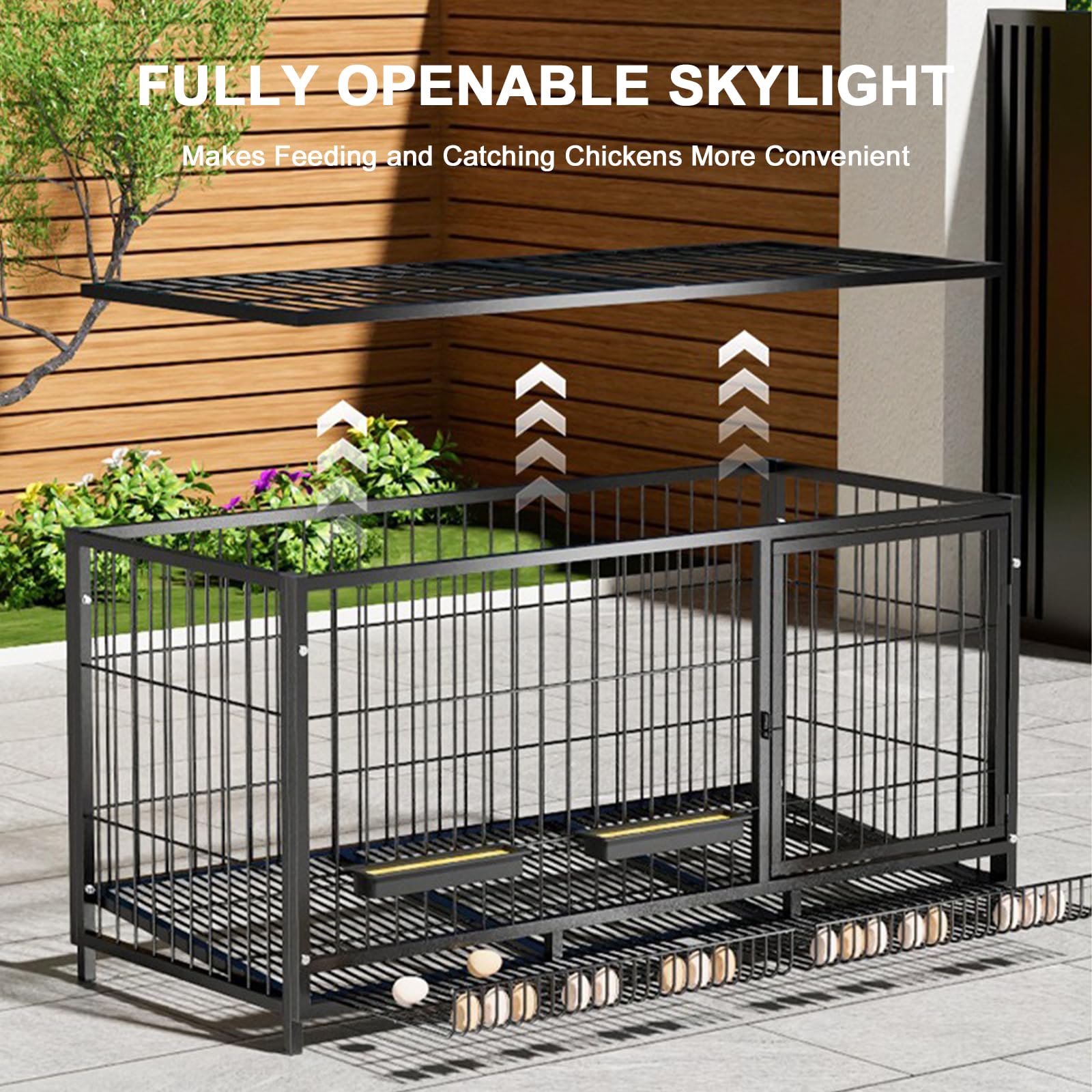 Gallinero Exterior De Metal para Jardín, con Puerta con Cerradura Y Bandeja para Huevos, con Capacidad para 6 A 8 Gallinas; Fácil Montaje. Jaula Exterior para Aves De Corral, Patos White 120x50x60cm