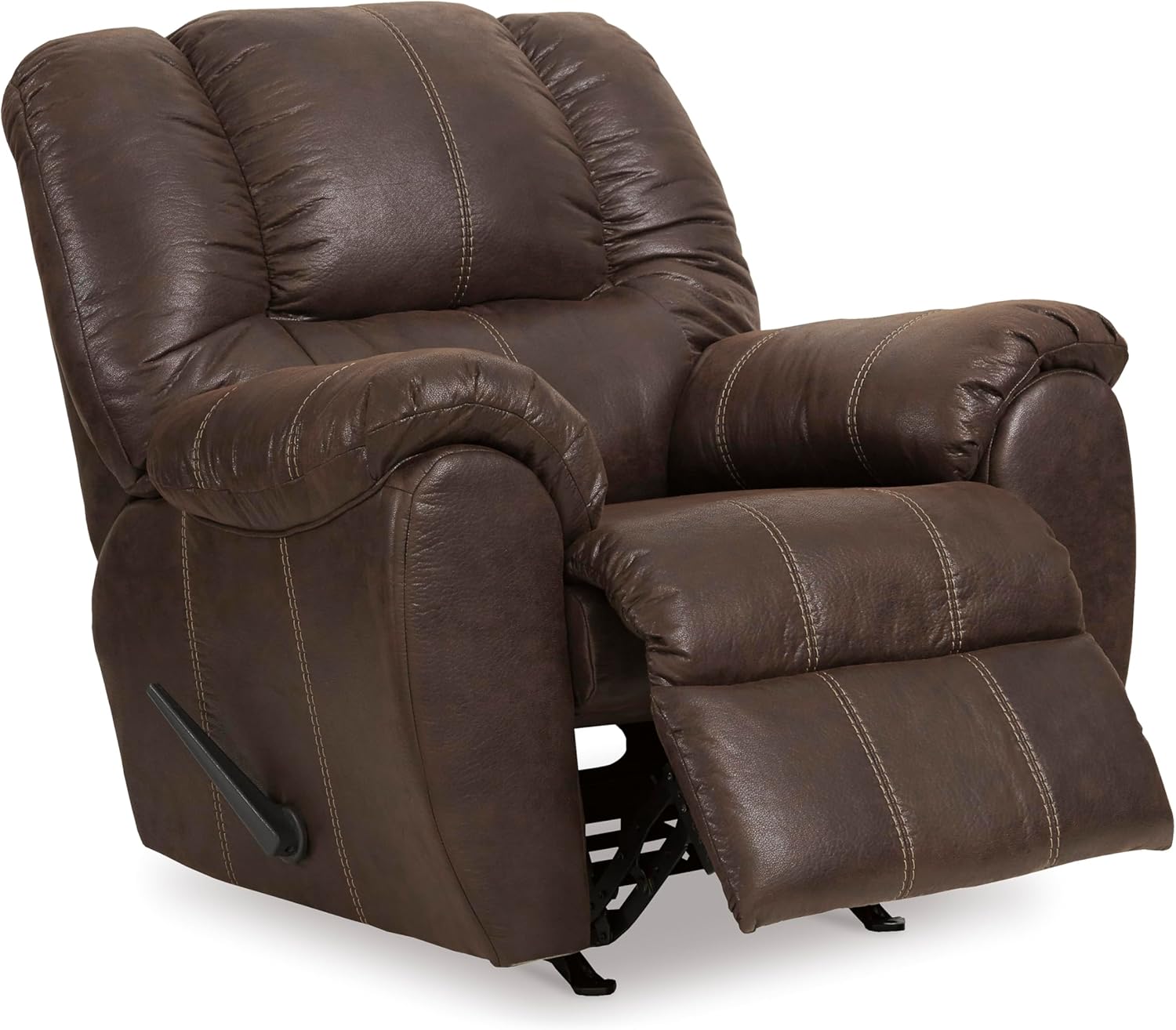 Signature Design by Ashley McGann Modern Faux Leather Manual Pull Rocker Recliner, Brown