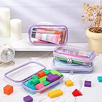 Vista 5 de Hoolerry 4 piezas de estuches rígidos transparentes con cremallera, bolsas de maquillaje, estuche de lápices de plástico, contenedores de caja