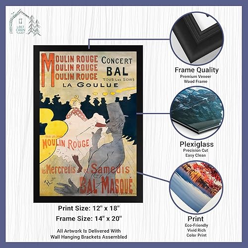 Miniatura 2 de Lost Cabin Moulin Rouge Concert Bal La Goulue de Henri De Toulouse Lautrec  Imprimir marco plano negro  Reproducción de pintura de obras de arte