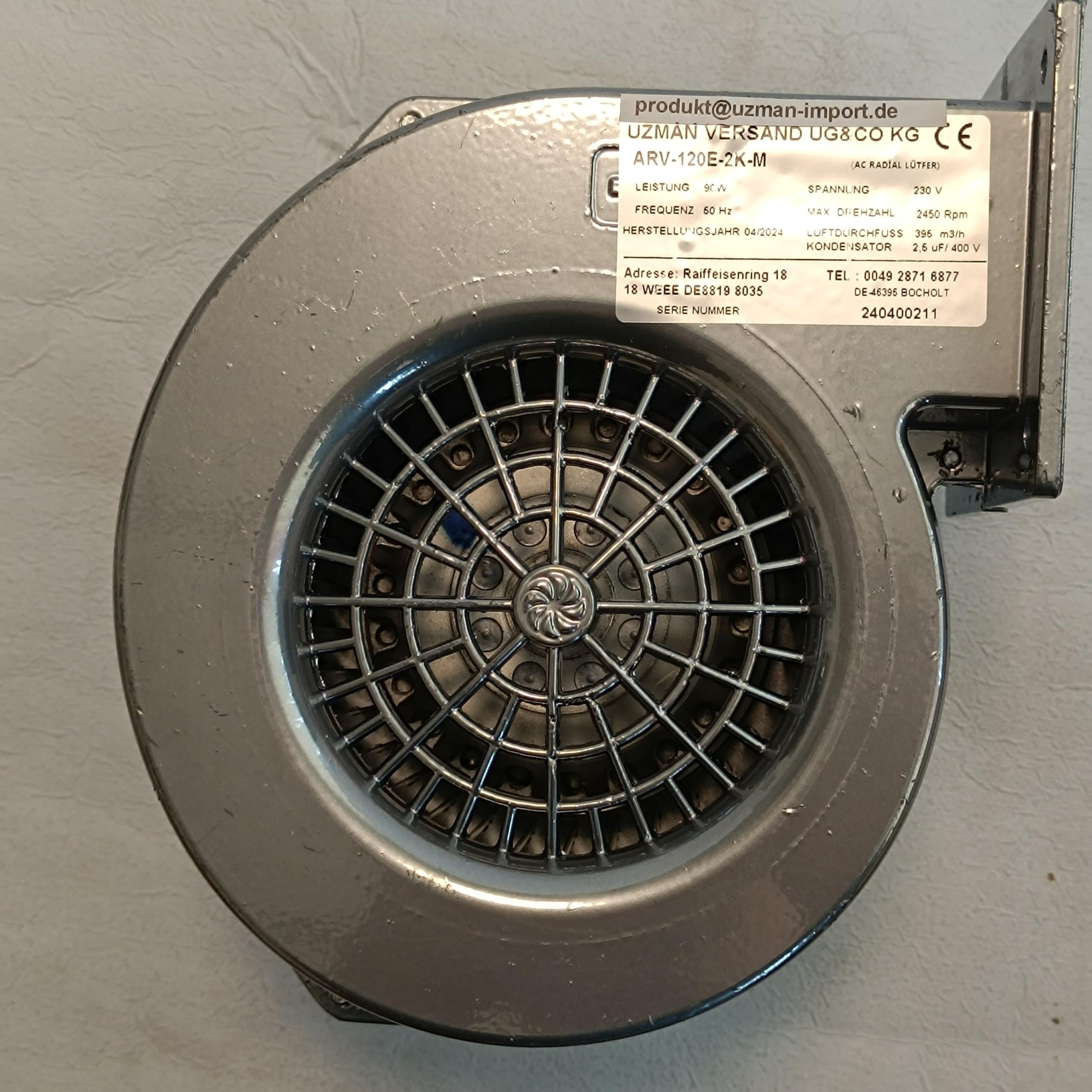 Uzman-Versand AG120E przemysłowy aluminiowy wentylator promieniowy, odśrodkowy, dmuchawa, wentylator, wentylator silnikowy, chłodzenie, wentylator przemysłowy