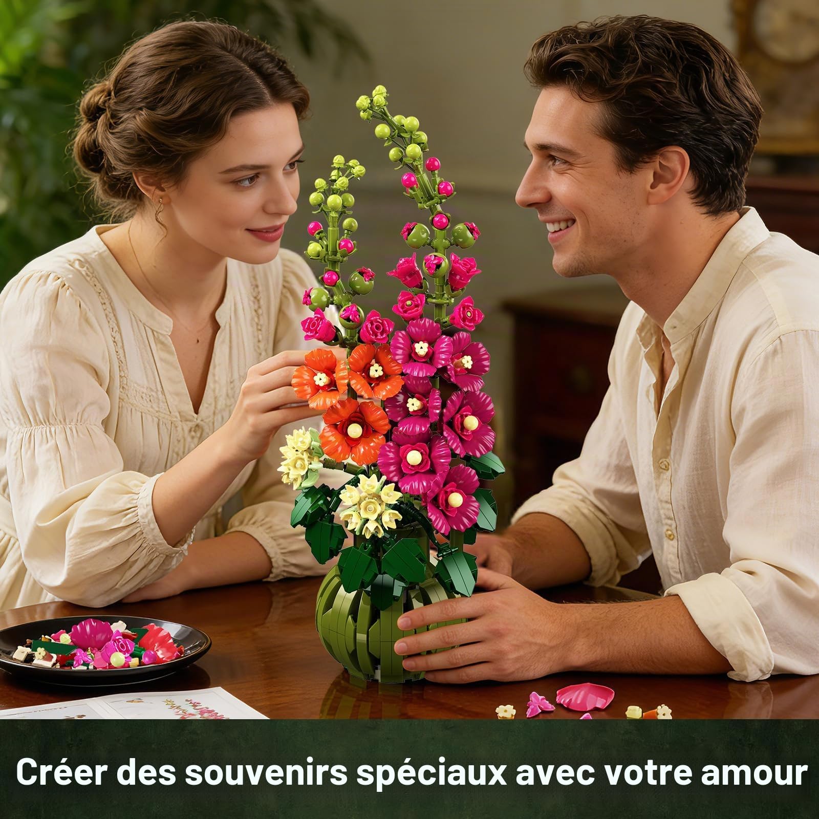 CUBIMANA Botanicals Les Fleurs de Alcea Rosea - Set de Plante Artificielle