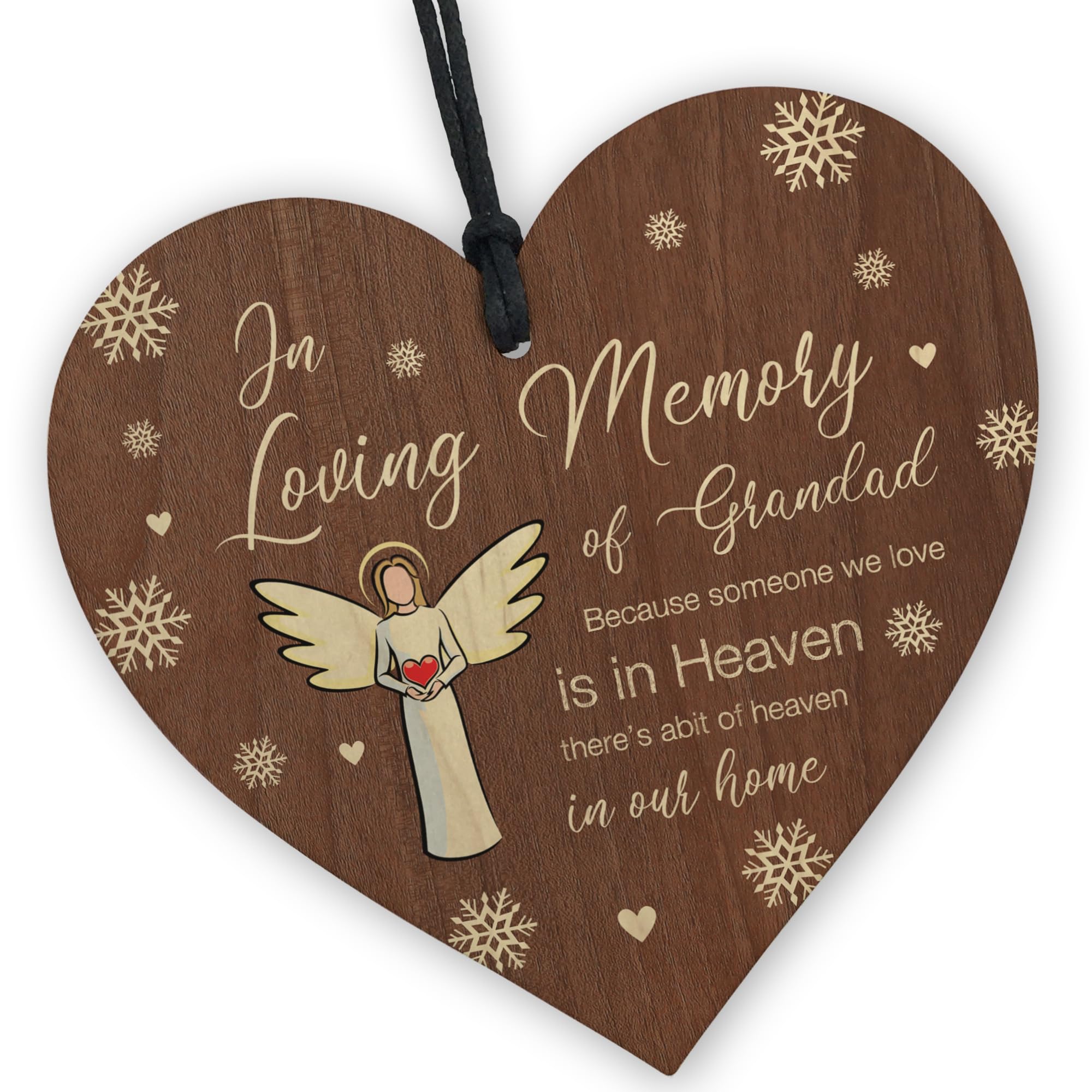 Red Ocean In Loving Memory of Grandad Memorial Bauble Ornaments Grandparents Plaque Bereavement Remembrance Christmas Xmas Tree Decoration For Grandad