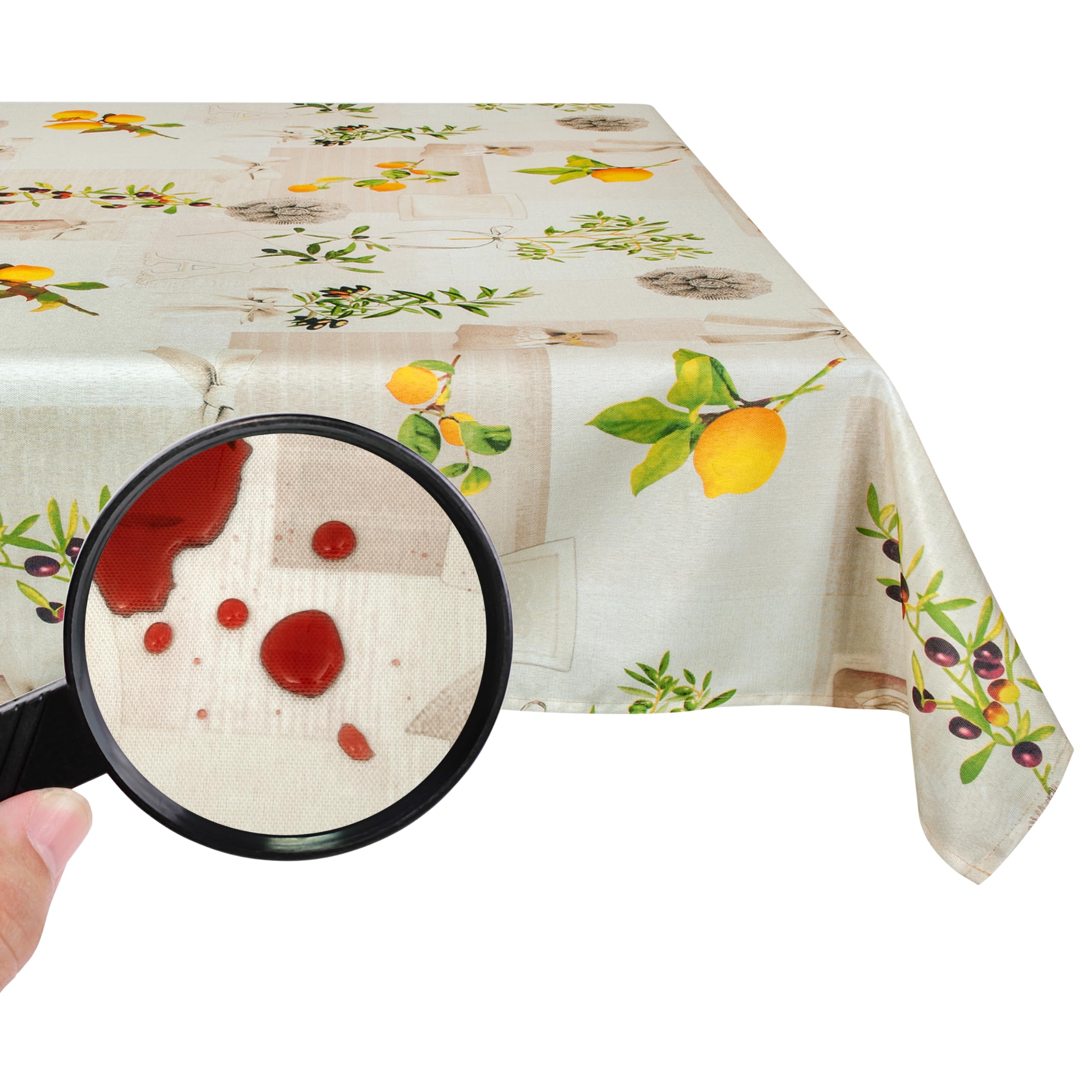 Valia Home Tischdecke mit Teflonbeschichtung für Innen- & Außenbereich geeignet Wasser & Schmutzabweisend Dank verlässlichem Lotuseffekt 140x280 cm Mediterran