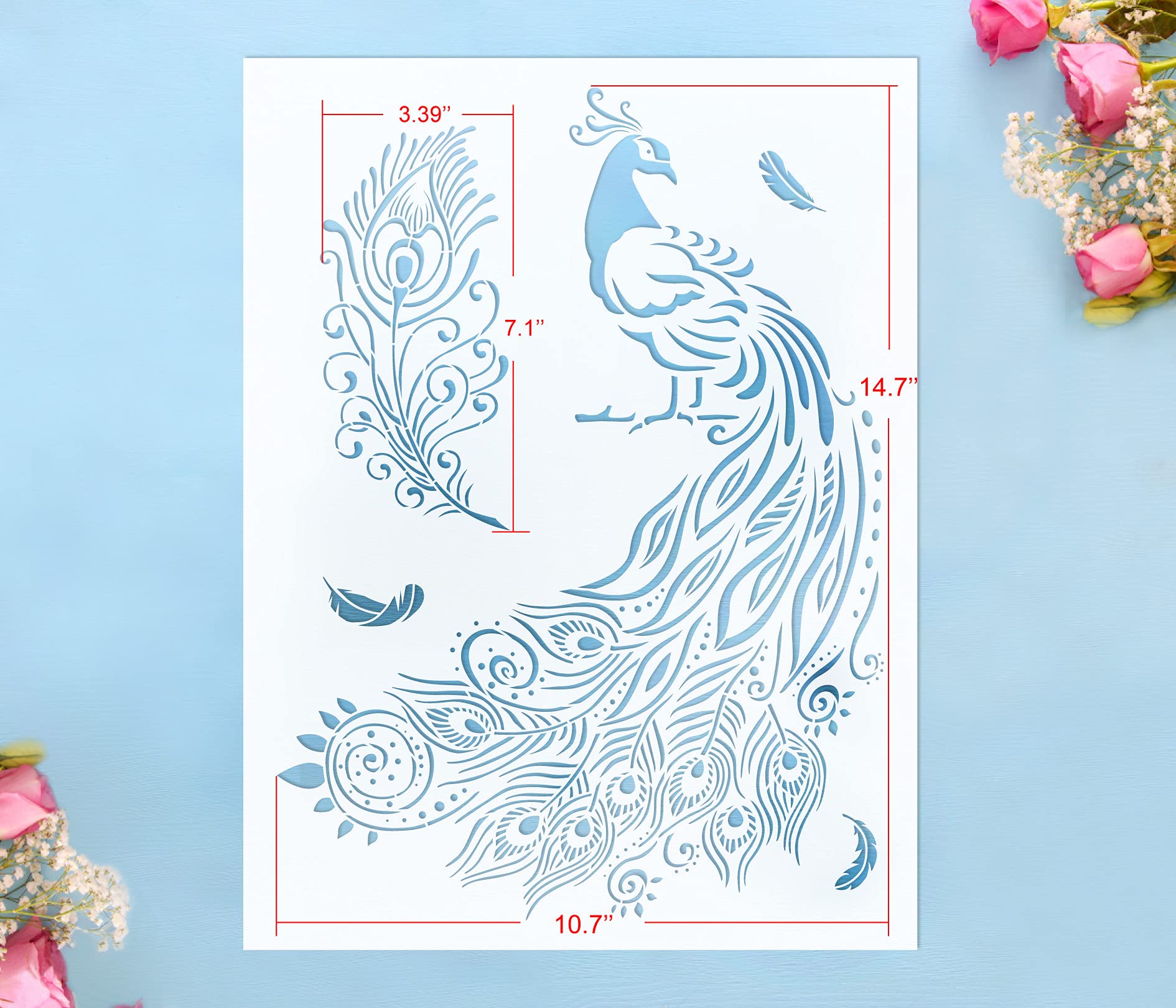 Amazon.com : GSS Designs Peacock Stencil - Reusable Large