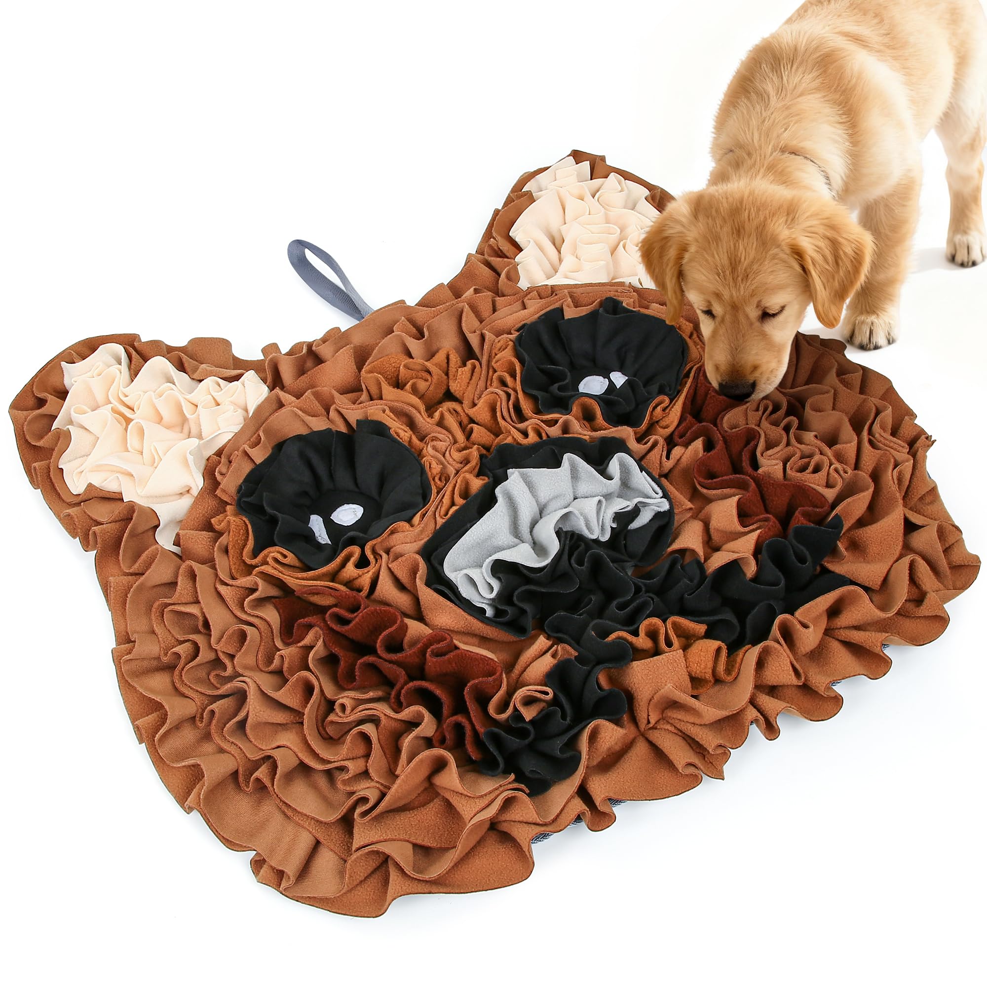 Snuffle Mat for Dogs, Interactive Dog Toys for Boredom, Puzzle Toy, Puppy Slow Feeder Mat, Mental Stimulation, Foraging Skills, Enrichment and Training Suitable for Small Medium, Christmas (Brown)