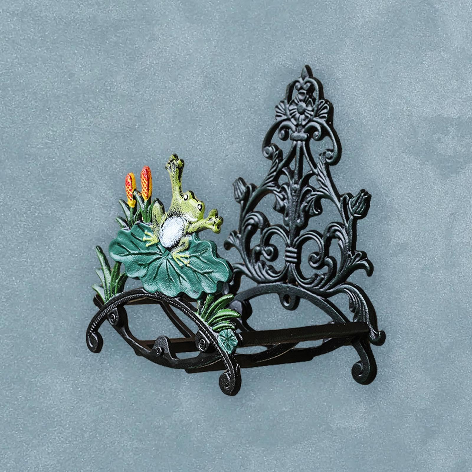 Soporte para Manguera de Jardín Organizador Colgante de Hierro Resistente con Gancho Decorativo Montaje en Pared Adecuado para Jardines Balcones, 22.5 cm x 16 cm x