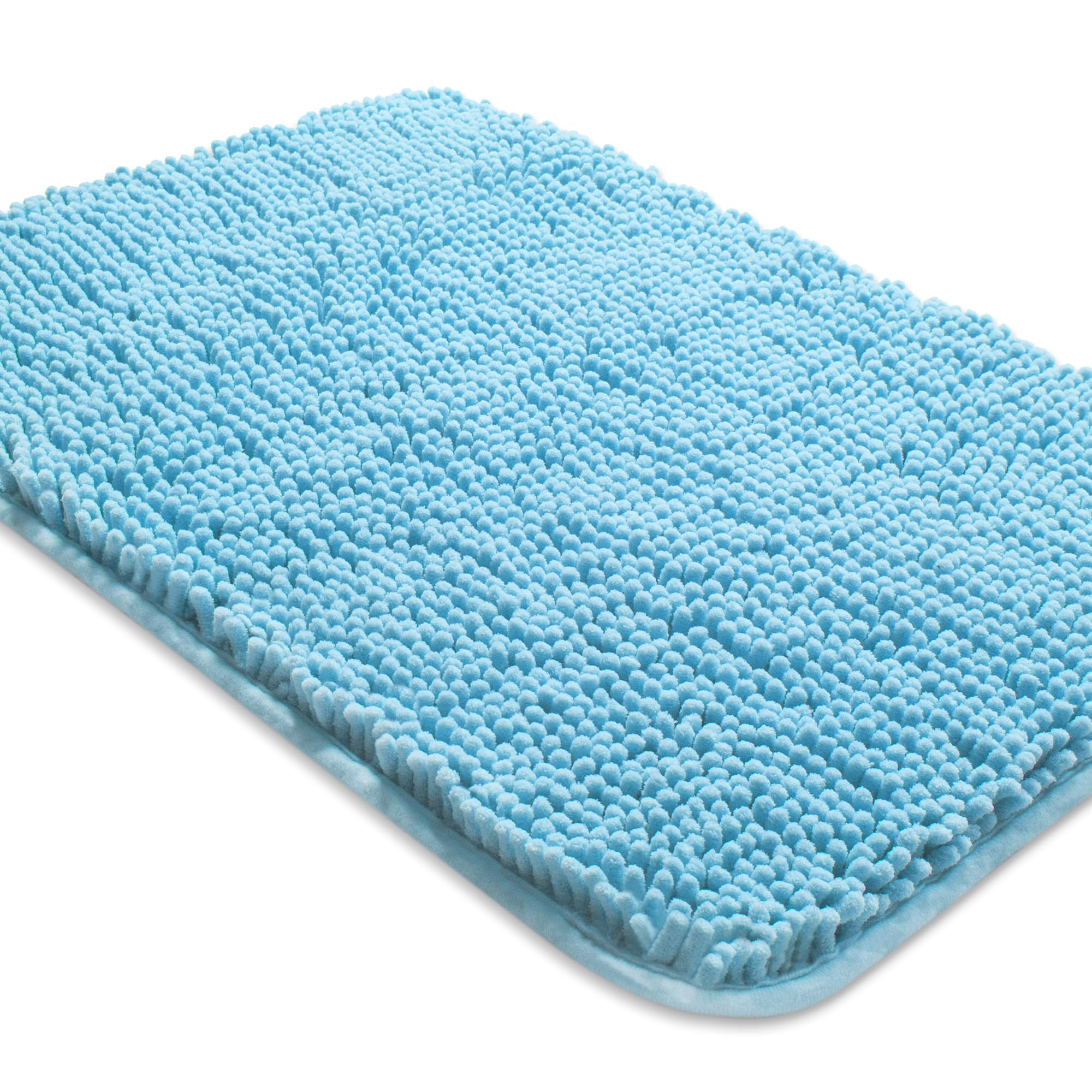 Yeaban Chenille Sky Blue Bathroom Rug 20"x32", Non-Slip Rubber Backing โ image 1