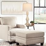 Cinkeda 29" Tall Table Lamp for Living Room Set of 2,Vintage Bedside Nightstand Lamps with USB C+A Ports & AC Outlet,3-Way Dimmable Touch Control White Washed Finish Desk Lamp for Bedroom,Color 1