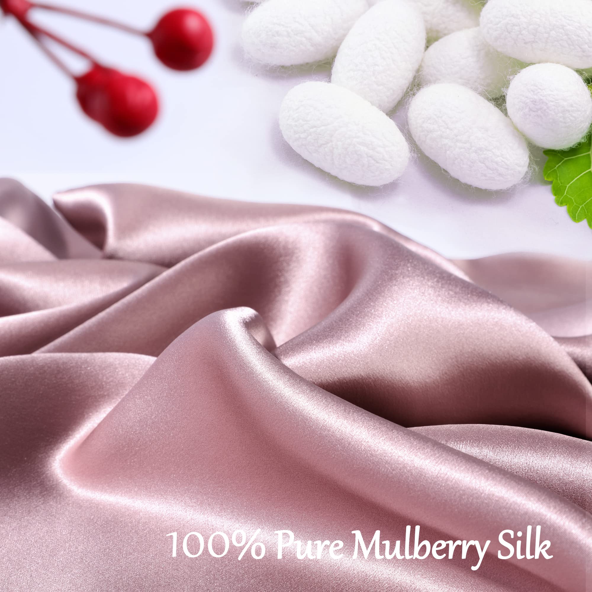 PiccoCasa - Funda de almohada de seda pura 100% natural para cabello y piel, ambos lados de 400 hilos, 19 momme de seda con cremallera oculta, 1 paquete, malva, tamaño Queen 50 x 76 cm