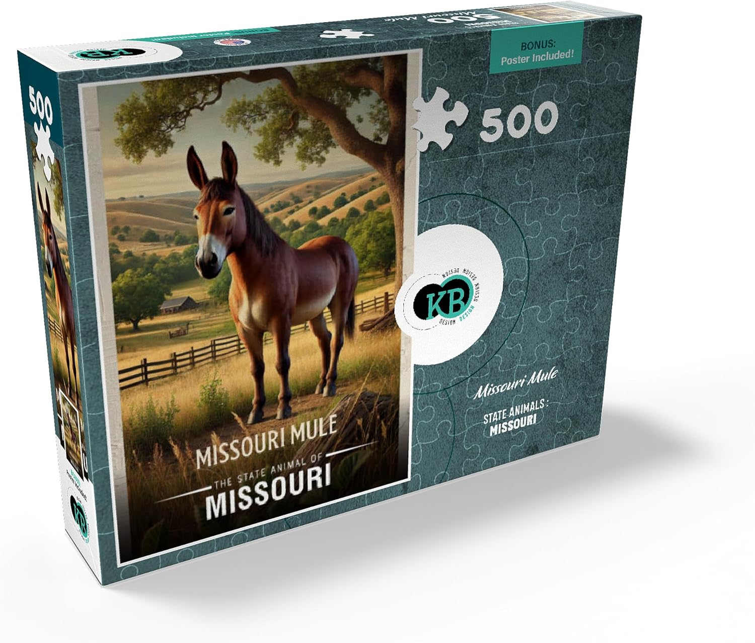 MyPuzzle Missouri, Missouri Mule: State Animals Series - Premium 500 Piece Jigsaw Puzzle for Adults
