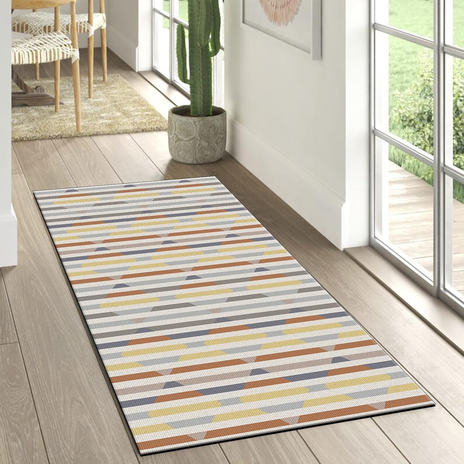 Hallway Rug Runner Non Slip 4'x25' Modern Stripe Indoor Floor Carpet for Kitchen