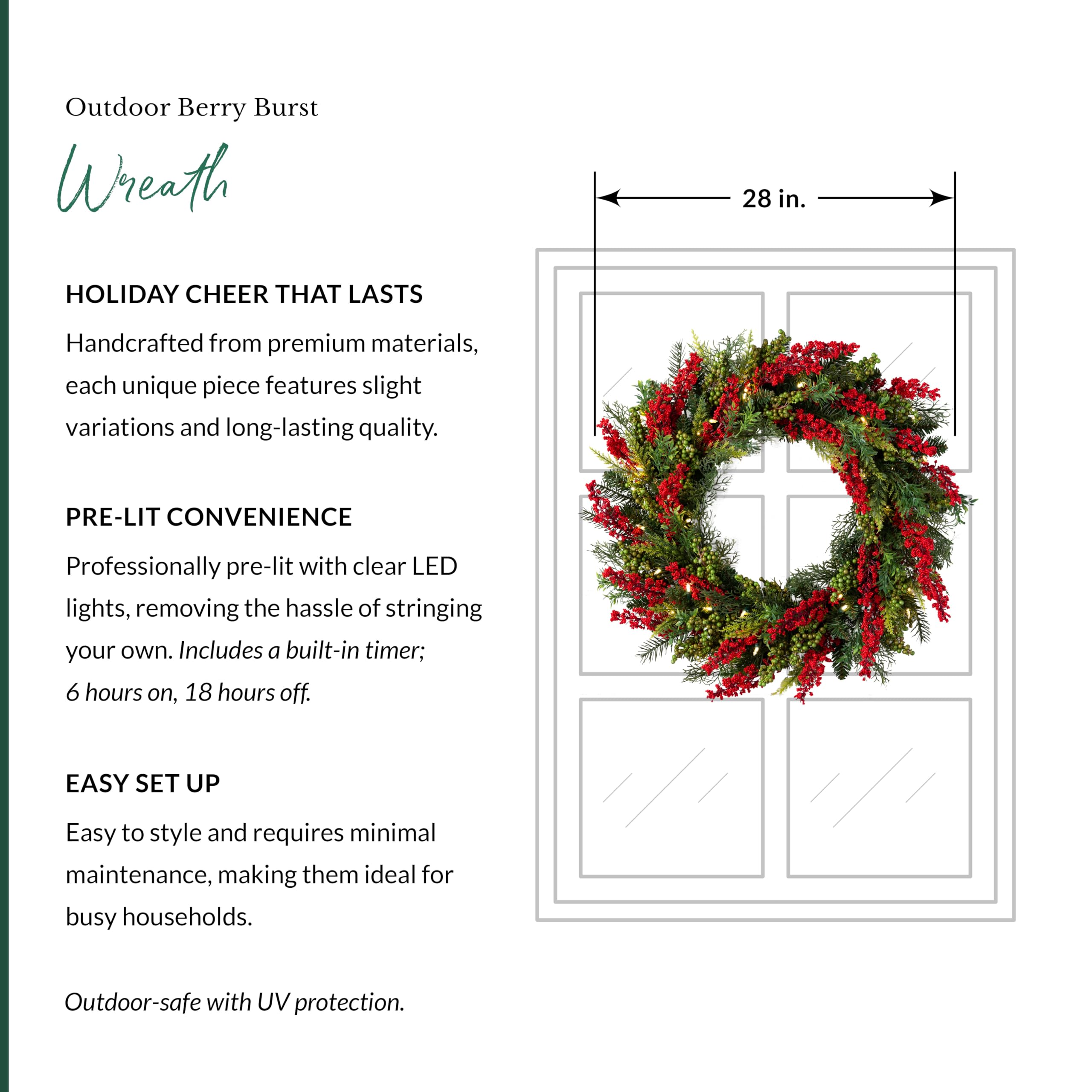 Amazon.com: Balsam Hill Outdoor Berry Burst Christmas Wreath - 28