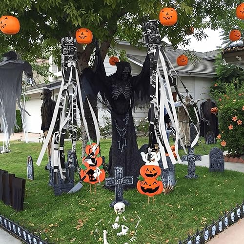 Miniatura 7 de Veleta grande de Halloween de 59 pulgadas de largo, 2 unidades, sin veleta ligera de Navidad para puerta delantera al aire libre, patio, porche,