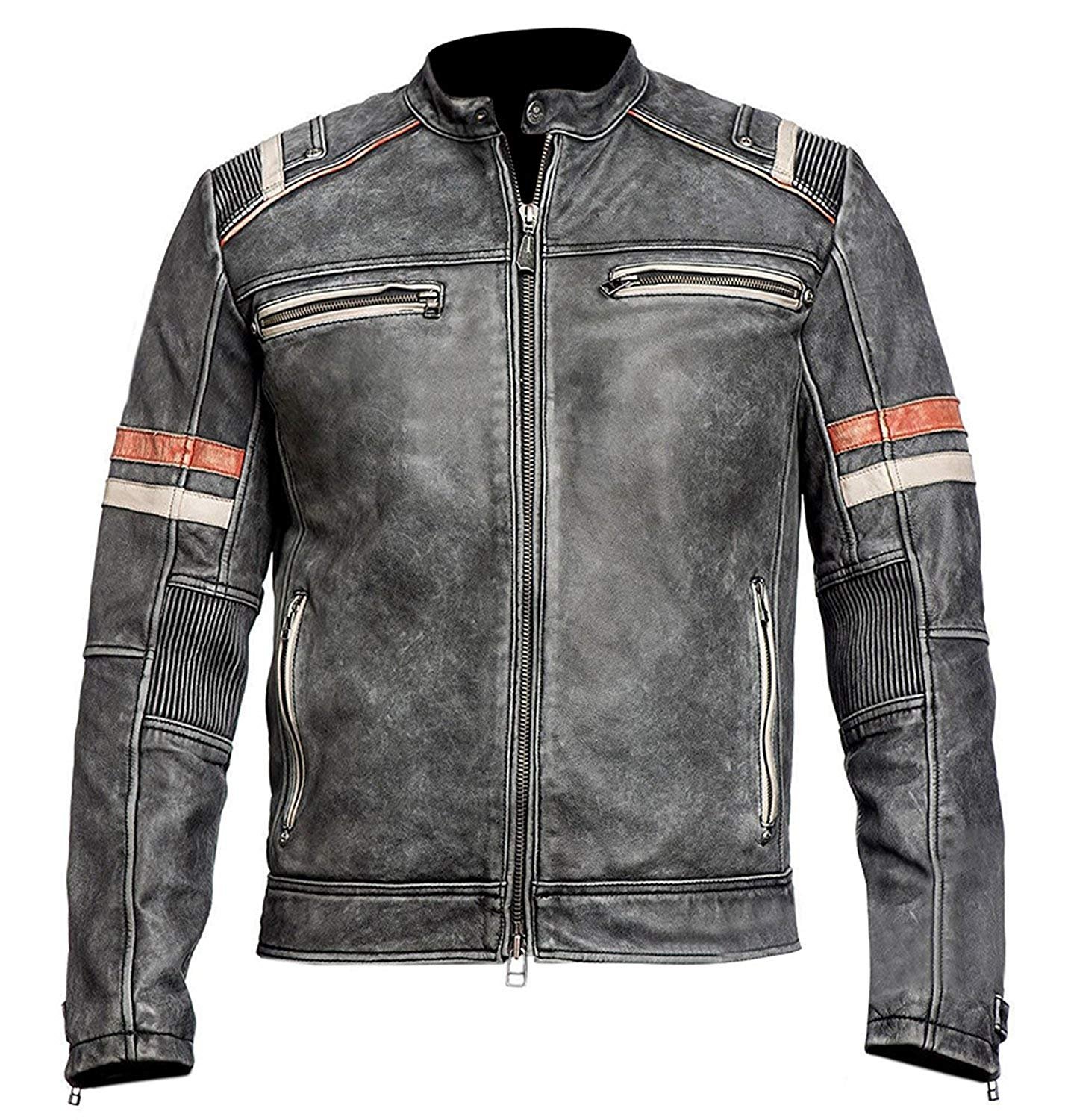 Black Leather Jacket Men - Black Real Lambskin Mens Motorcycle Jacket