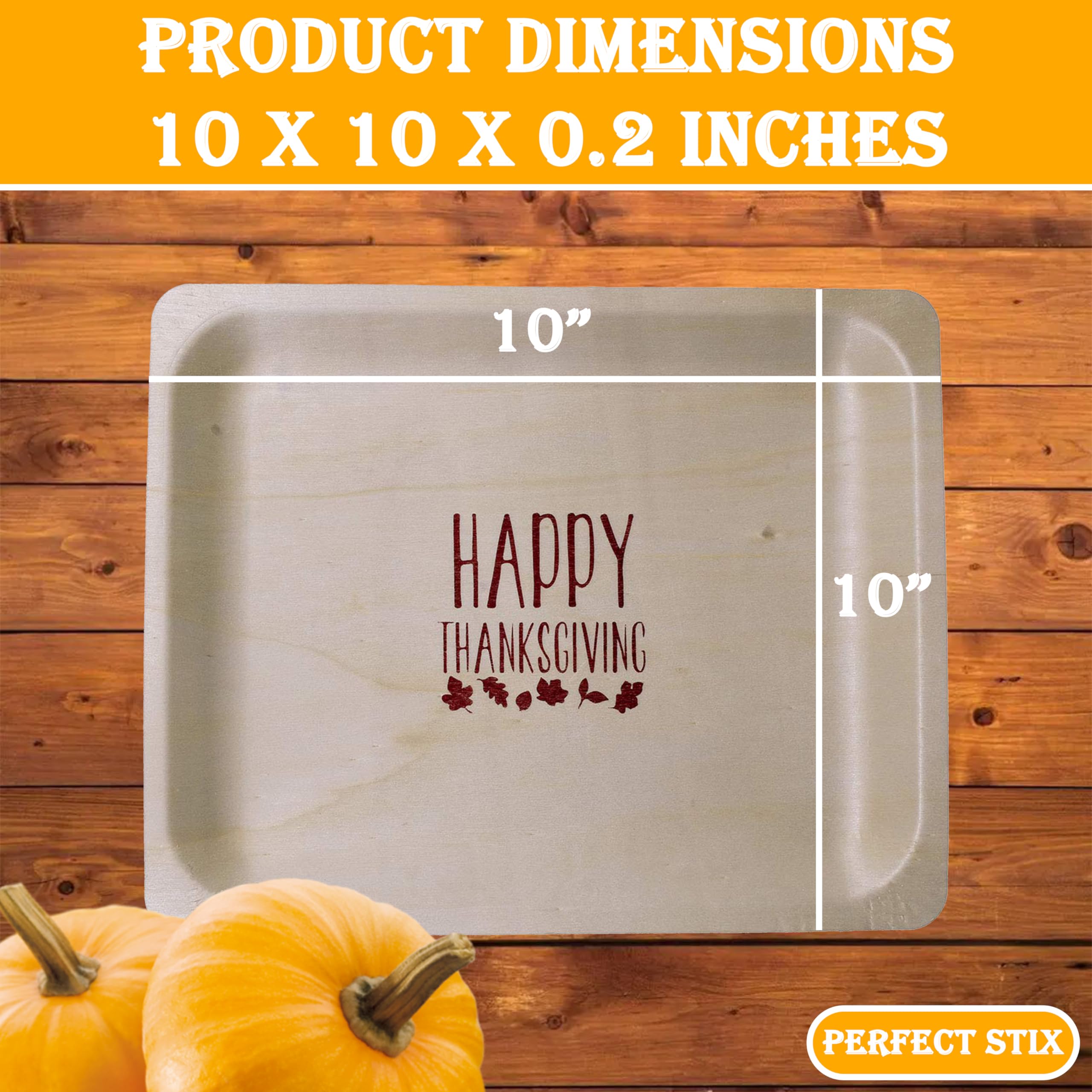 Perfect Stix Plato de madera desechable de 25,4 cm con impresión de Happy Thanksgiving – Paquete de 25 unidades