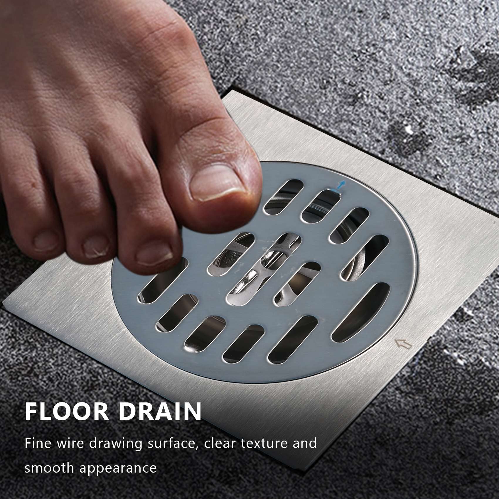 Grnlucja Thick Stainless Steel Anti-Odor Square Floor Drain Waste Drain Cover Hotel Bathroom Shower Drain 100X100mm - Image 2