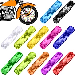 Datanly 864 Pcs Spoke Skins Universal Spoke Covers Bicycle Trim Wrap Decoration Protector Pipe Motorcycle Spoke Sleeves Bike Spoke Decorations Dirtbike Accessory for 8 to 21 Inch Rims, 12 Mixed Colors