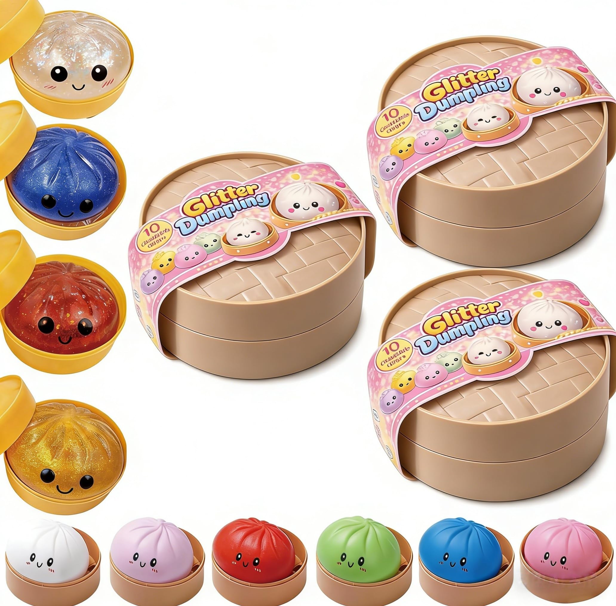Glitter Dumpling Squishy - Random Dumpling Squishy Mystery Box, 10 Colors Dumplings Squishy Toy, More Surprises (Random-1PC) — view 13