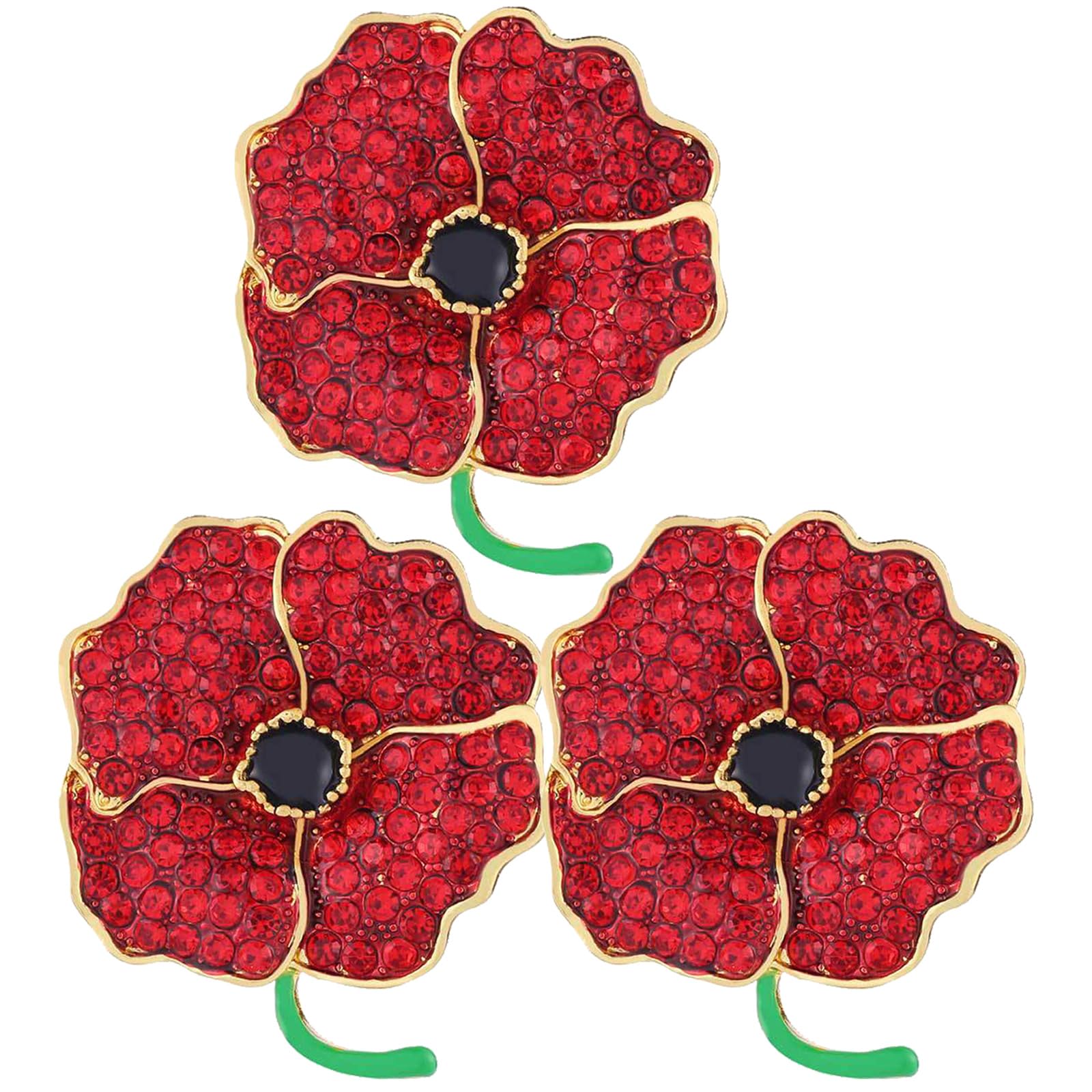 MADHAHEFURed Crystal Flowers Poppy Metal Brooch Poppy Flower Pins For Women Men Unisex Lapel Pins Breast pin Remembrance Jewerly Memorial Gifts Veterans Day Gift