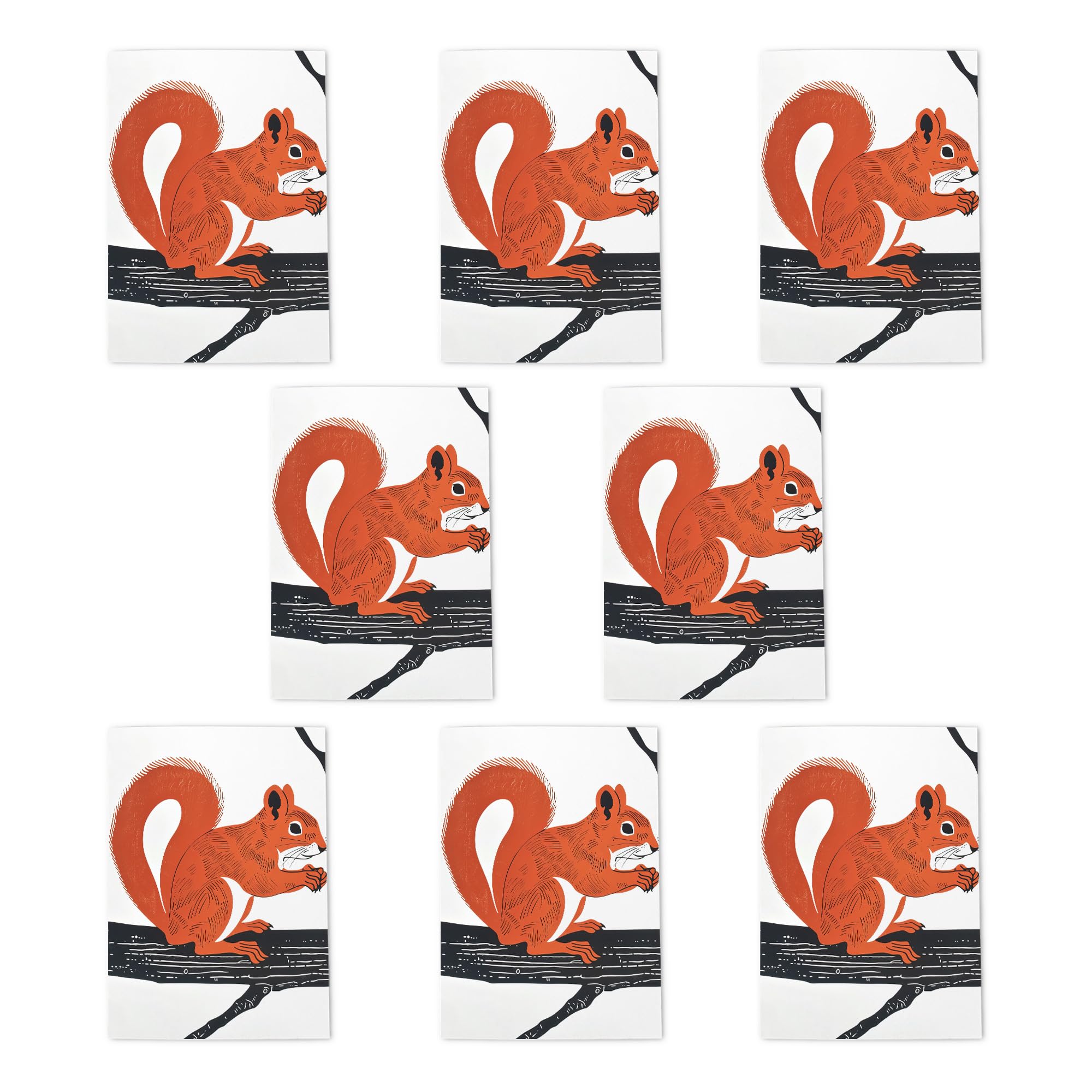 Cute Red Squirrel Greeting Cards Pack of 8 Woodland Animal Art Note Cards Any Occasion Blank Inside A6 10x15cm