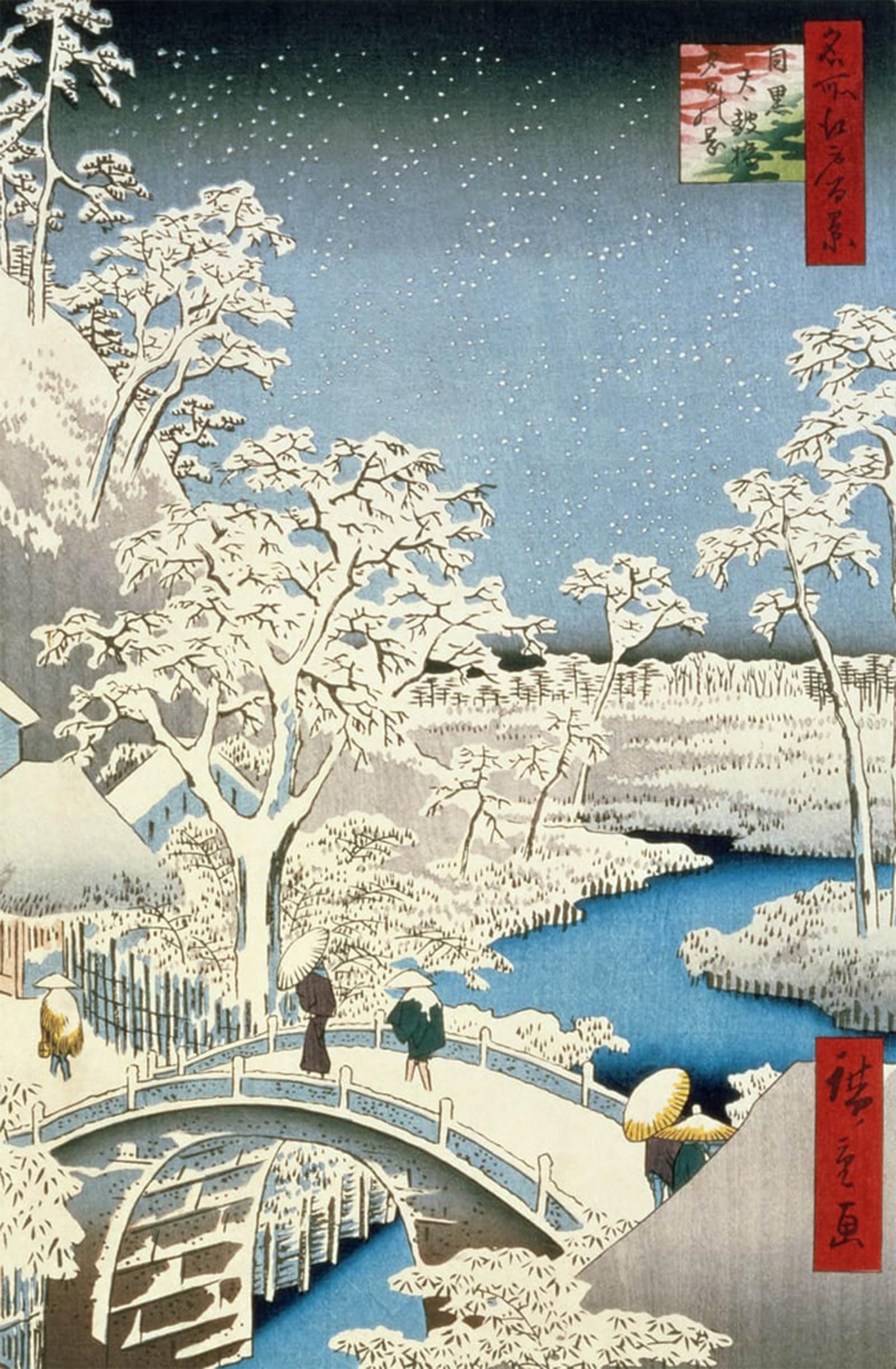SERENDIPITP Vintage Picture Print on Canvas Wall Art Poster Drum Bridge Sun Hill At Meguro by Utagawa Hiroshige Artwork Print Poster for Wall Decor 60x90cm