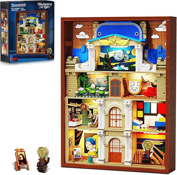 INSOON Artworks Painting Frame Building Set with Lights, Artistic Painting Building Brick for Home Office Decor, Collectible Art Building Block Kit for Adults Boys Girls Ages 12+ (Not Wall-Mountable)