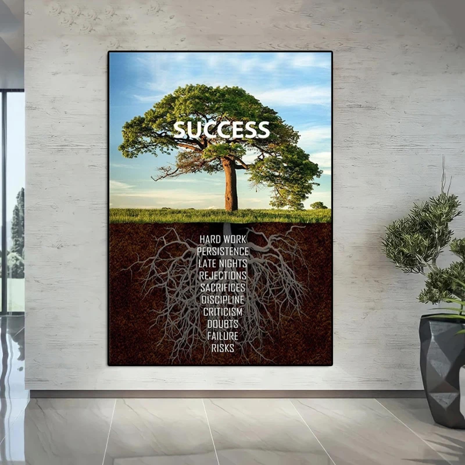 LZJAGXX Pósteres con citas motivacionales de árboles grandes, arte de pared, pintura en lienzo, imagen inspiradora impresa para decoración de sala de estar y oficina, 70 x 100 cm, sin marco