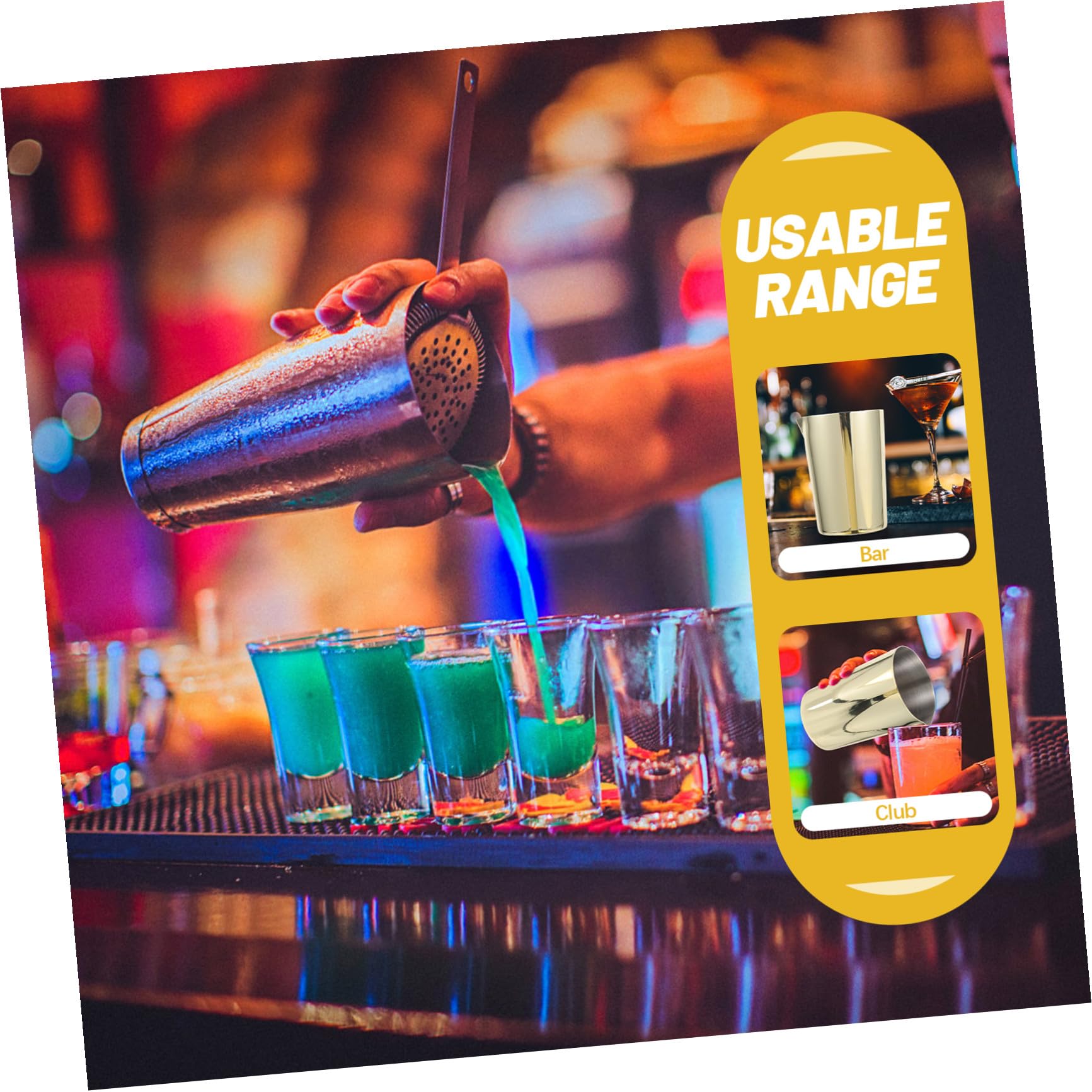 Gatuida Vaso Mezclador de Cóctel Portátil y Profesional de Acero Inoxidable Dorado para preparar Bebidas en Casa o Bar