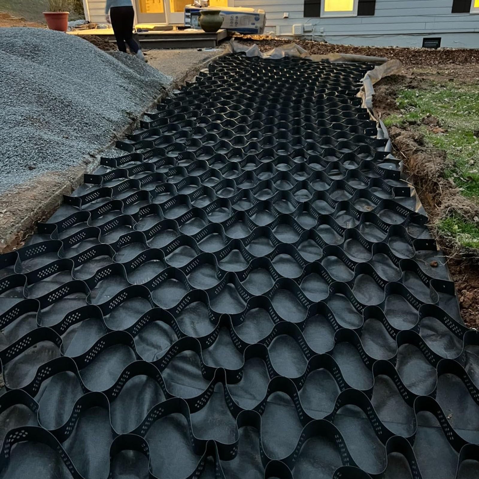 Stabilizzatore de Ghiaia Pavimentazione Carrabile Alta 5 Cm, Griglie Geogriglia A Nido d'Ape per Vialetti, Griglia di Supporto per Ghiaietto per Camminamenti(6.5x23ft/2x7m)