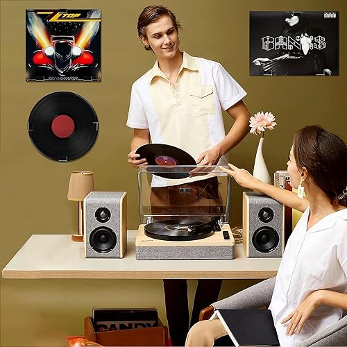 Miniatura 4 de XANGNIER Estante de exhibición para discos de vinilo sin taladro, 18 piezas autoadhesivas de acrílico acrílico transparente, soporte para