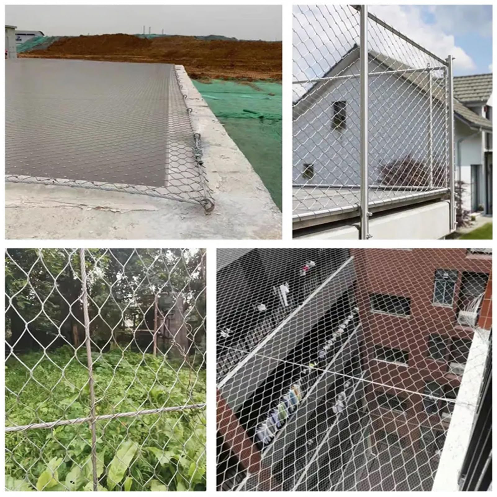 Rete metallica in acciaio inossidabile, recinzione rampicante per piante, barriera durevole per pollame, rete di sicurezza anticaduta per balcone, personalizzabile (colore: argento, dimensioni: 2x10m)