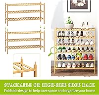 Vista 7 de BMOSU - Estantería de zapatos de bambú extendida de 3 niveles, organizador de almacenamiento premium apilable para pasillo, armario, sala de estar