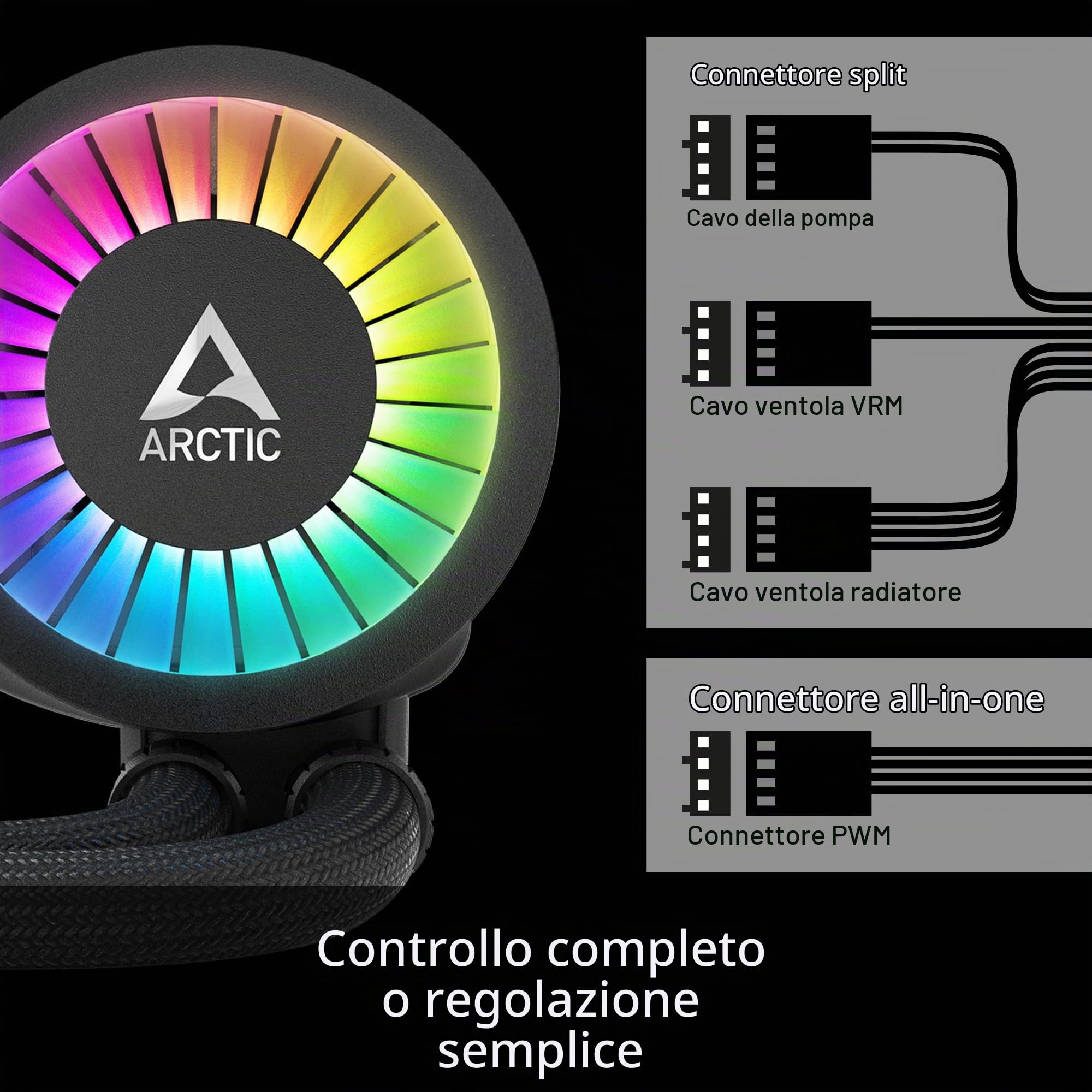 ARCTIC Liquid Freezer III 240 A-RGB (nero)- Sistema di raffreddamento ad acqua per PC, dissipatore a liquido All-in-One per CPU AIO, compatibile con Intel e AMD, pompa efficiente controllata da