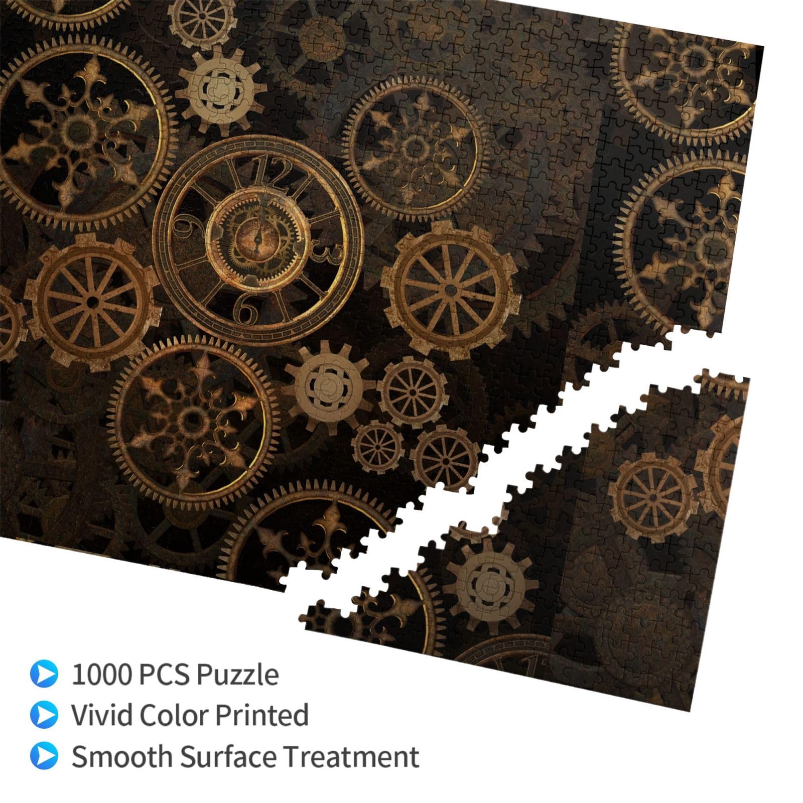 Gioco di puzzle per adulti, puzzle impegnativi, puzzle da 1000 pezzi, arte steampunk con ingranaggi