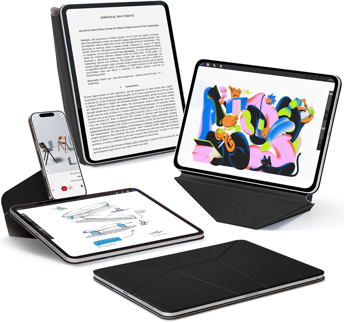MOFT Dynamic Folio Case for iPad Pro 13-inch(M5 2025/M4 2024), Slim Magnetic Stand Case with 20+ Viewing Angles, Auto Wake/Sleep, Ultra Thin, Jet Black