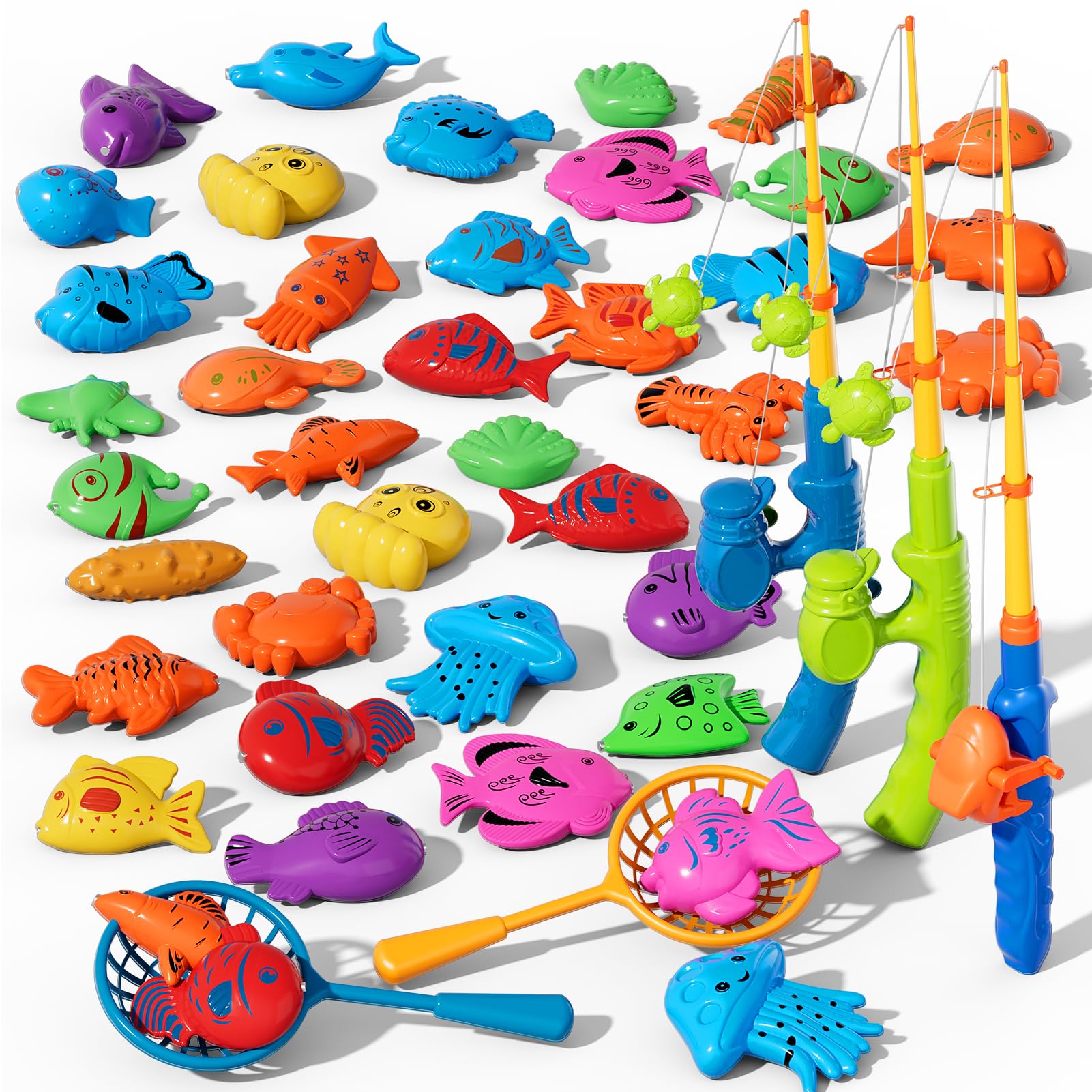 Jeu de pêche magnétique avec Poissons flottants, Jouet de Plage, baignade, Piscine pour Enfant 3 4 5 Ans, extérieur, Cadeau d'anniversaire pour Enfants 3-8 Ans